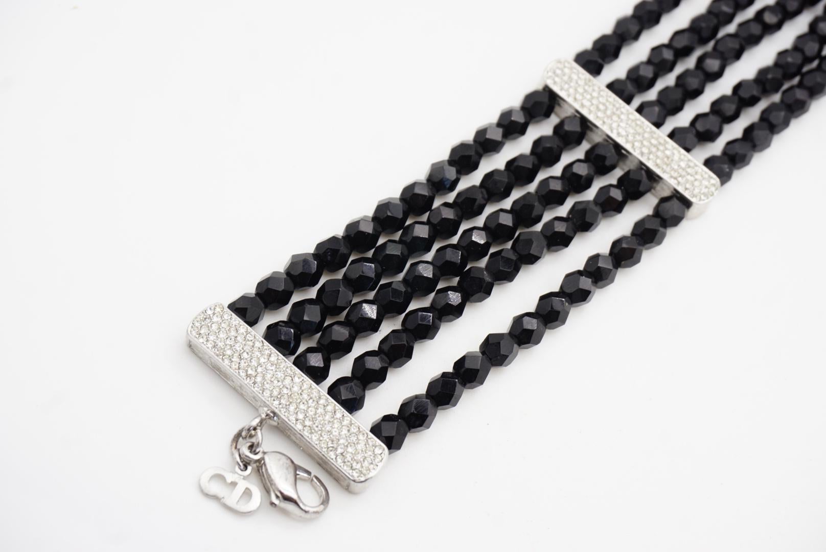 Christian Dior by John Galliano 2002 Lagen Schwarz Perlen Kristalle Silber Armband im Angebot 6