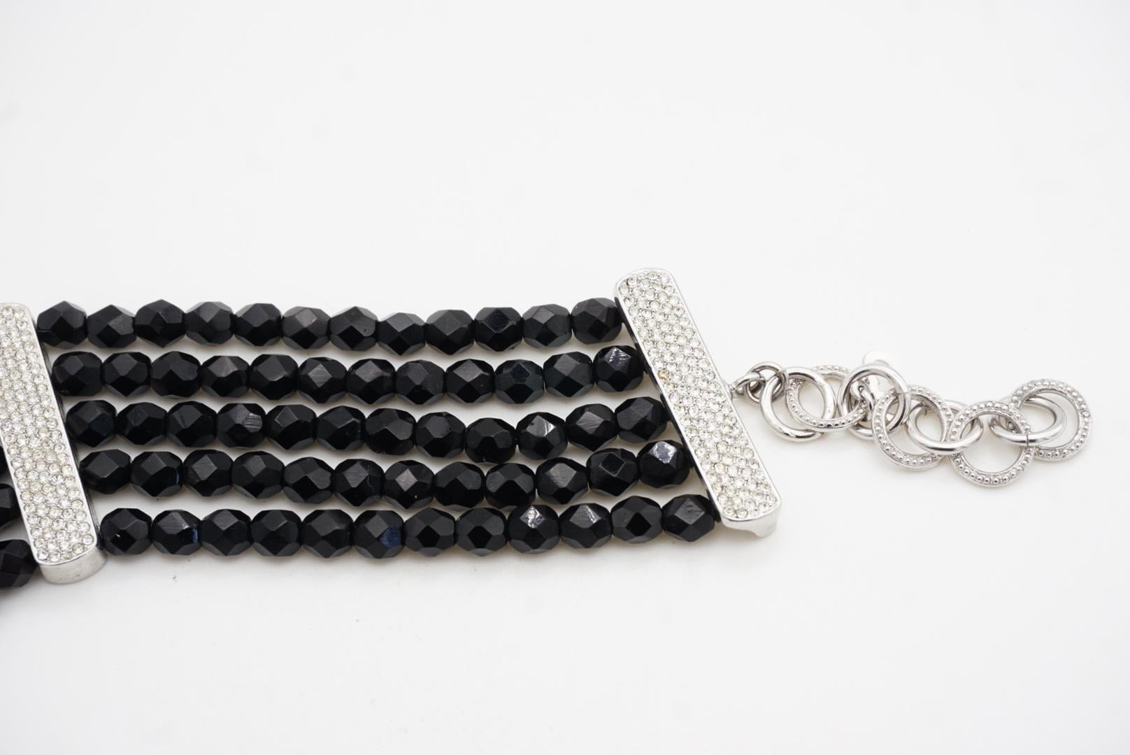 Christian Dior by John Galliano 2002 Lagen Schwarz Perlen Kristalle Silber Armband im Angebot 7