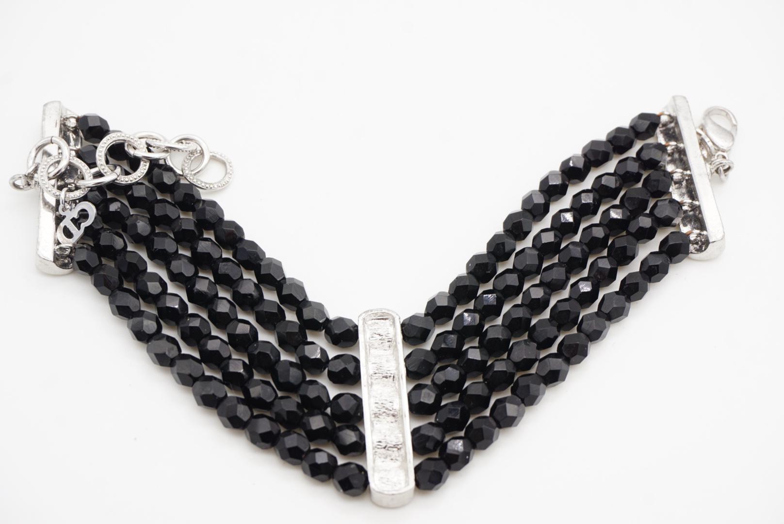 Christian Dior by John Galliano 2002 Lagen Schwarz Perlen Kristalle Silber Armband im Angebot 8