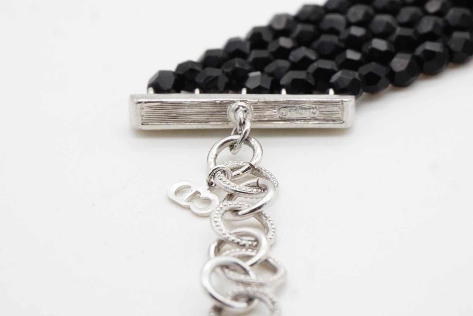Christian Dior by John Galliano 2002 Lagen Schwarz Perlen Kristalle Silber Armband im Angebot 9