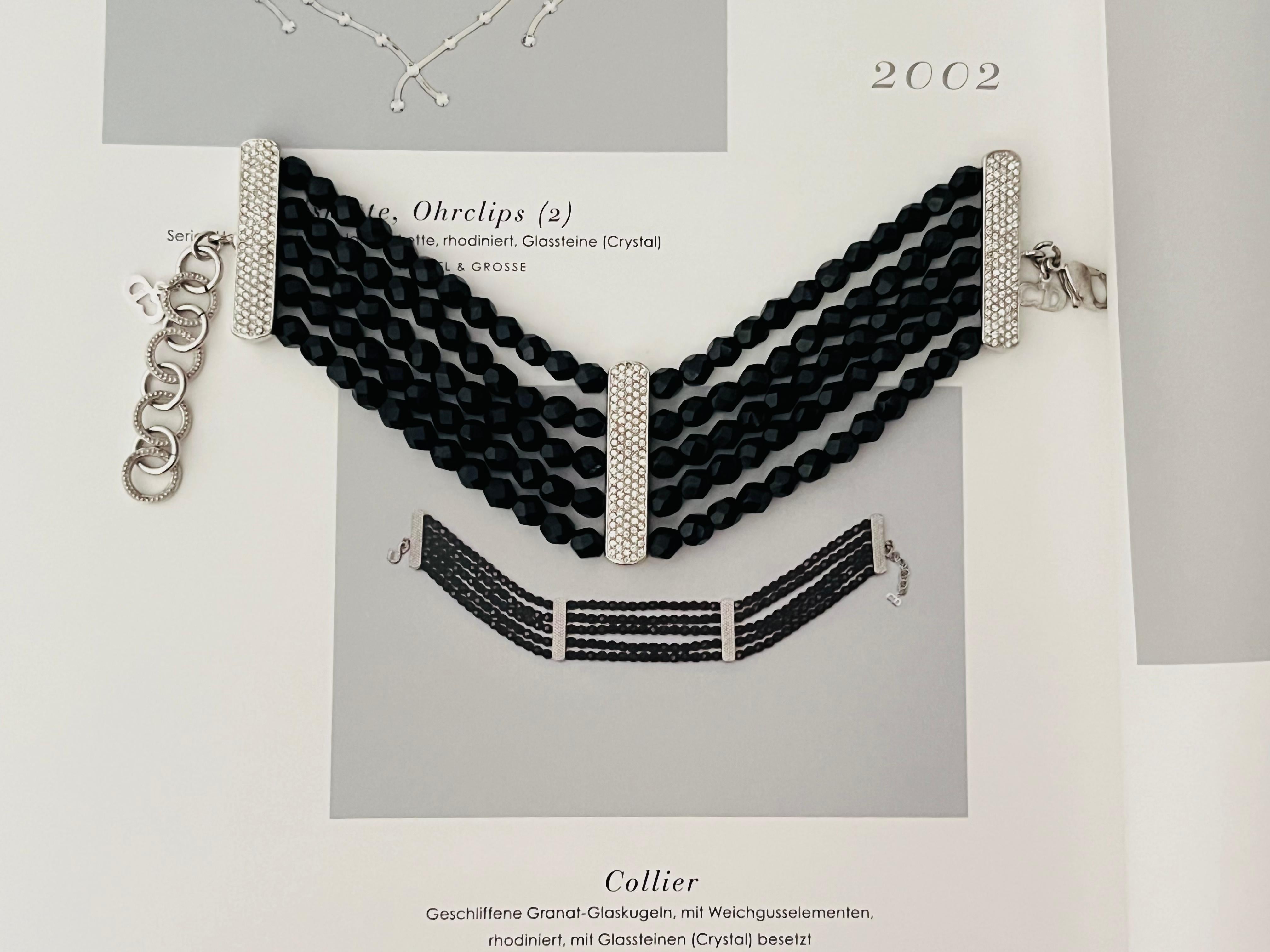 Christian Dior by John Galliano 2002 Lagen Schwarz Perlen Kristalle Silber Armband für Damen oder Herren im Angebot