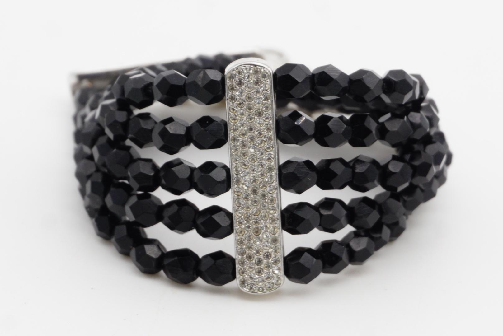 Christian Dior by John Galliano 2002 Lagen Schwarz Perlen Kristalle Silber Armband im Angebot 4