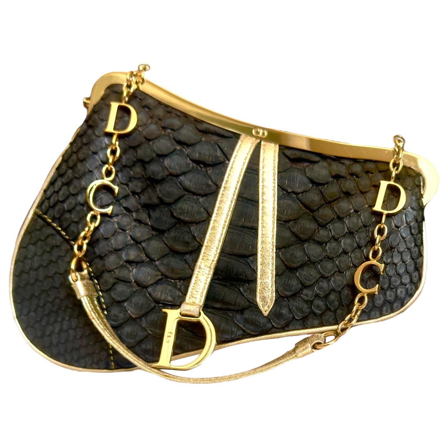 Christian Dior by John Galliano 2002 Bolso de piel de pitón mate y espejo