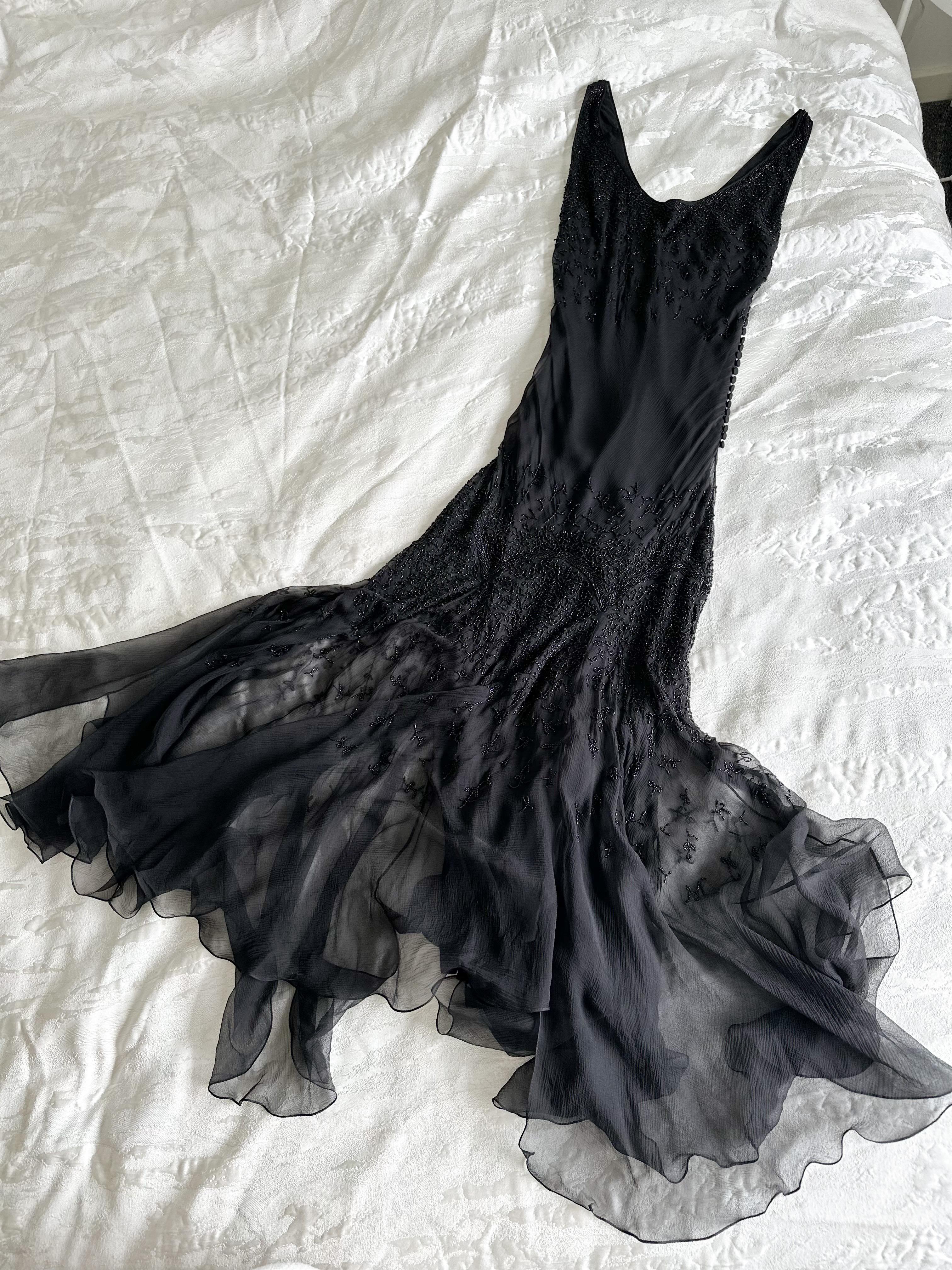 Christian Dior by John Galliano 2002 silk beaded gown In Good Condition For Sale In North Miami, FL