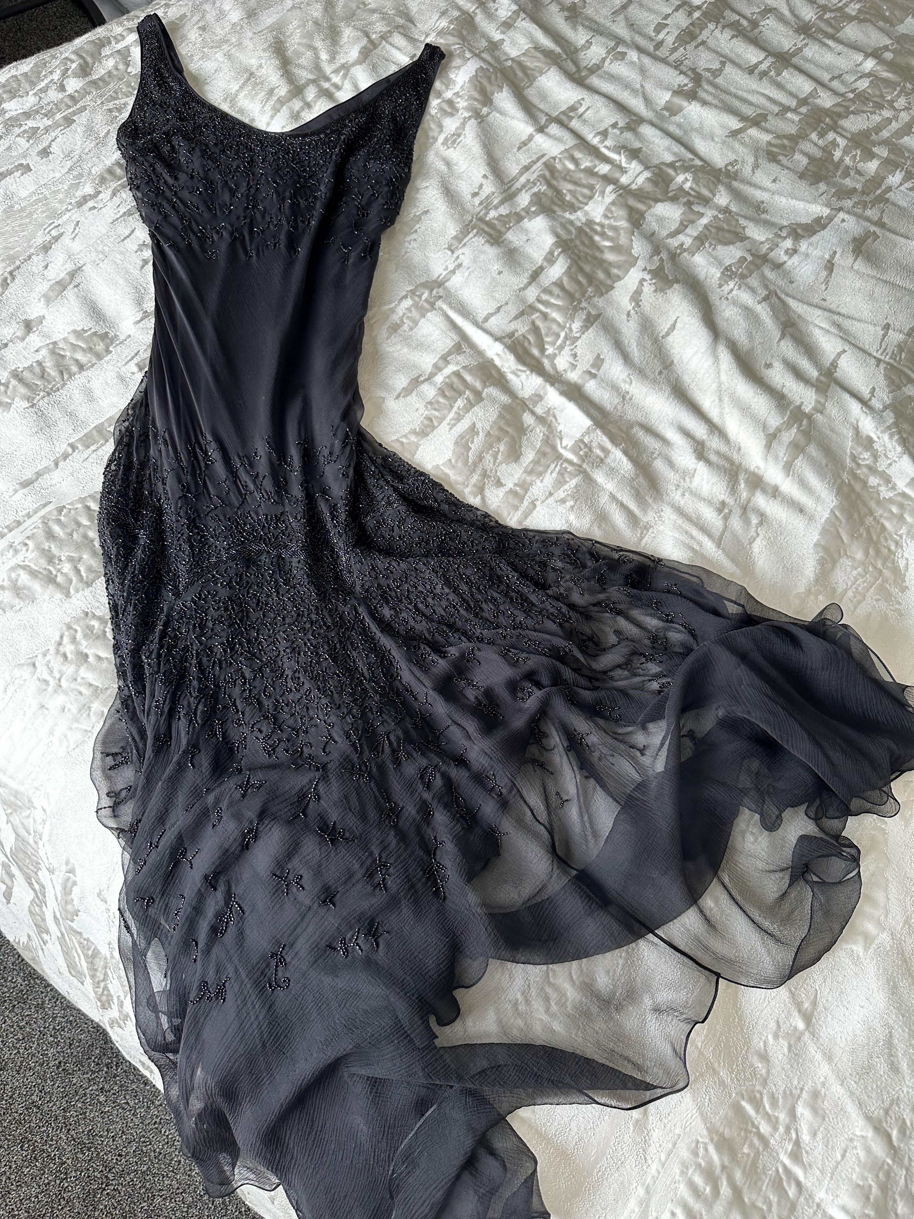 Women's Christian Dior by John Galliano 2002 silk beaded gown For Sale