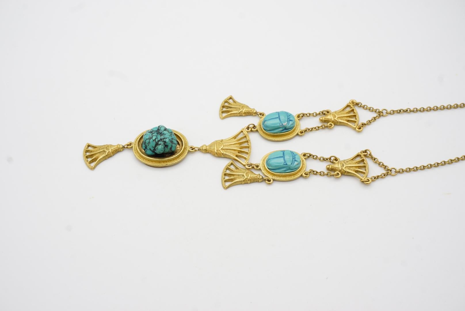 CHRISTIAN DIOR by John Galliano 2004 Egyptian Revival Turquoise Scarab Necklace For Sale 6