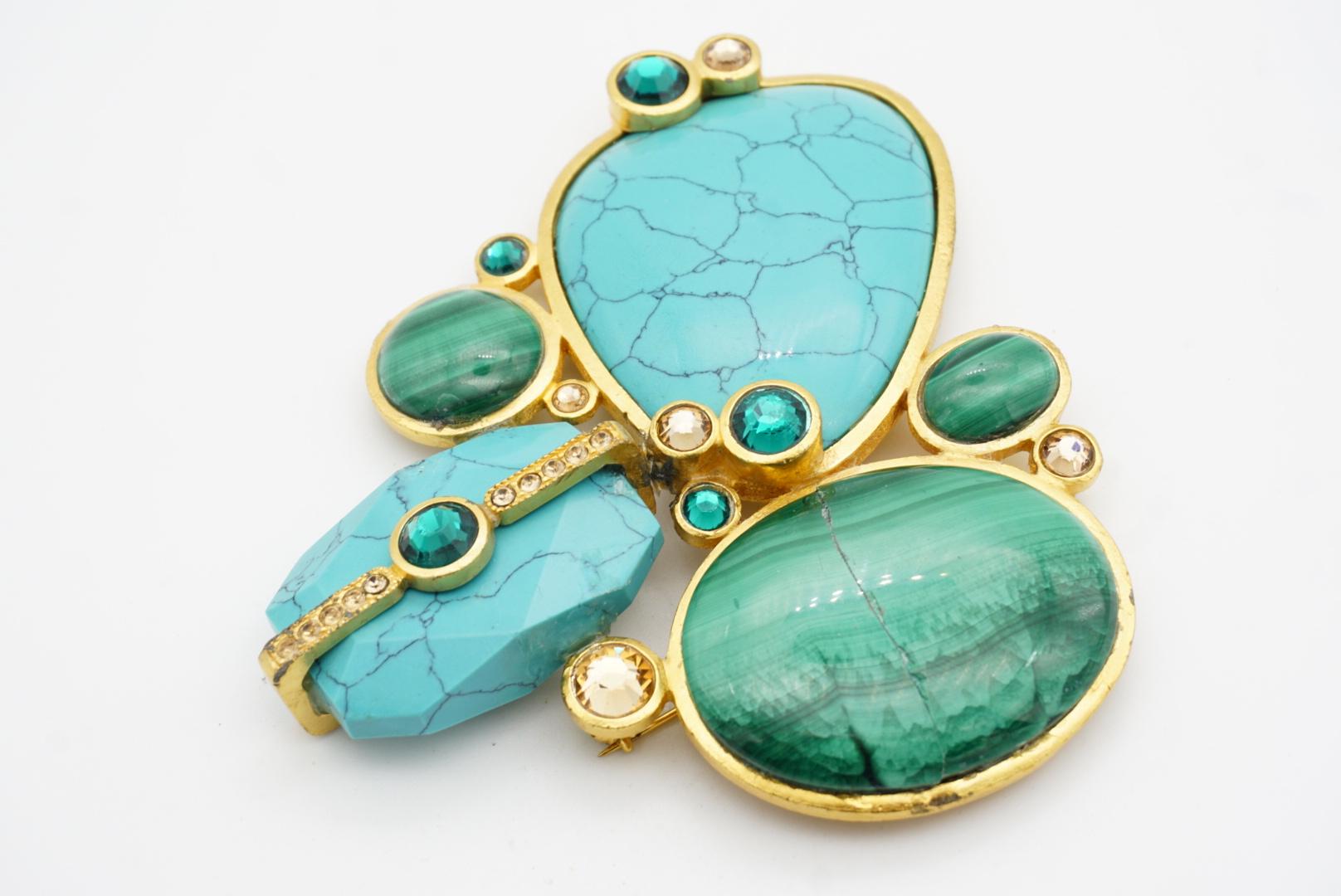 CHRISTIAN DIOR by John Galliano 2004 Huge Egyptian Revival Turquoise Brooch For Sale 5