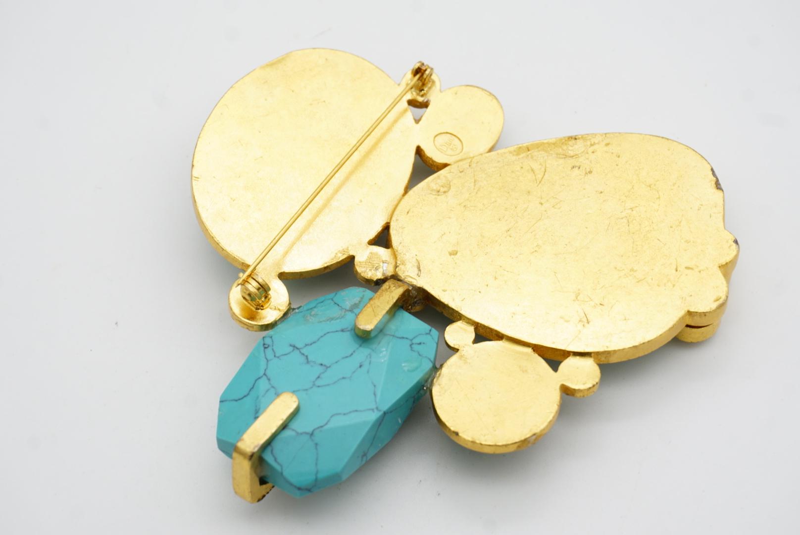 CHRISTIAN DIOR by John Galliano 2004 Huge Egyptian Revival Turquoise Brooch For Sale 8