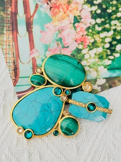 CHRISTIAN DIOR by John Galliano 2004 Huge Egyptian Revival Turquoise Brooch