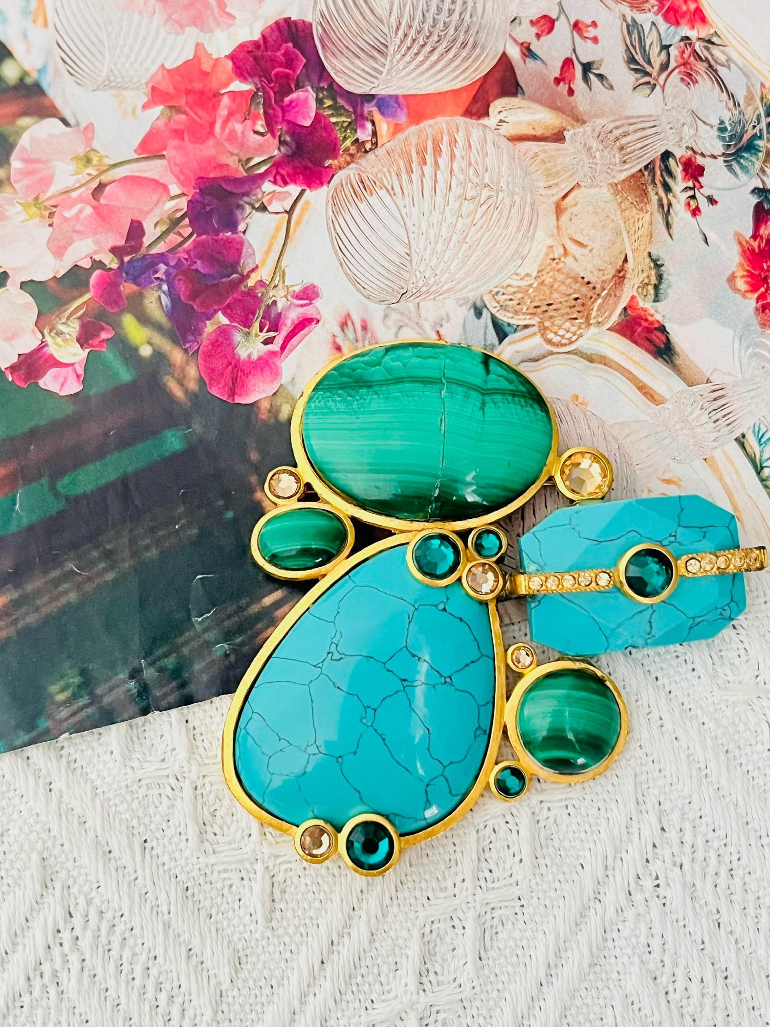 Art Deco CHRISTIAN DIOR by John Galliano 2004 Huge Egyptian Revival Turquoise Brooch For Sale