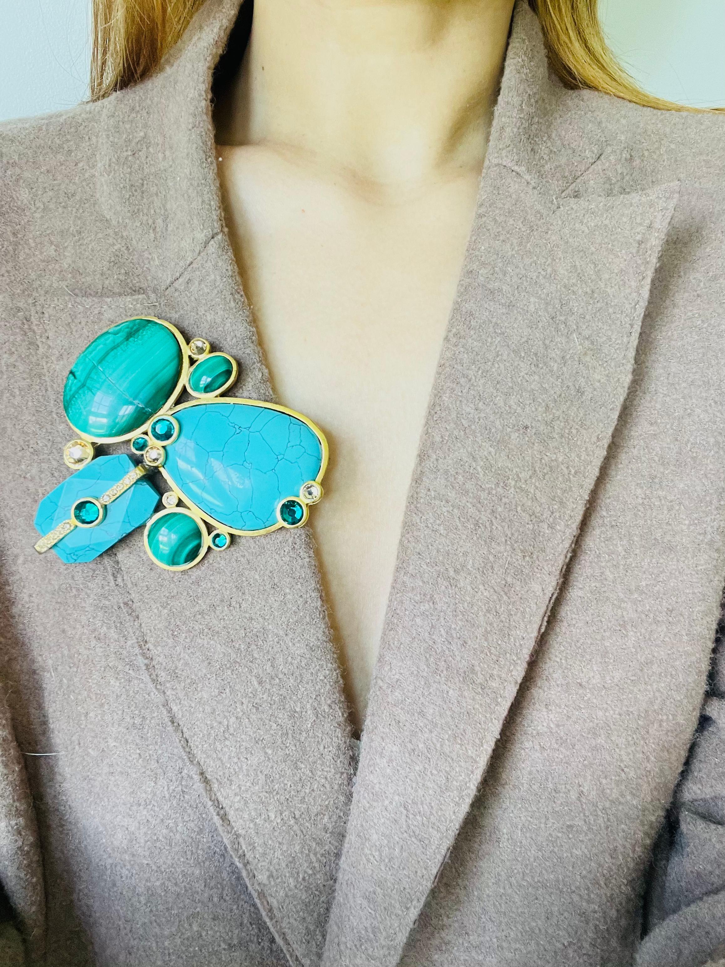 CHRISTIAN DIOR by John Galliano 2004 Huge Egyptian Revival Turquoise Brooch For Sale 2