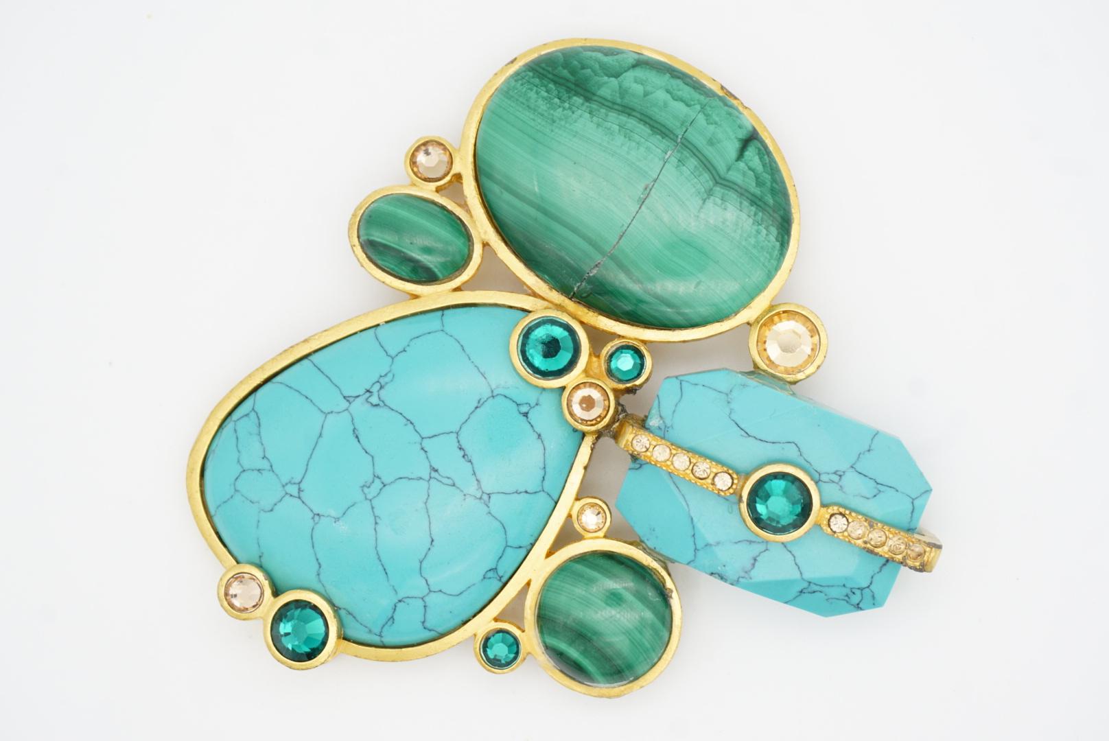 CHRISTIAN DIOR by John Galliano 2004 Huge Egyptian Revival Turquoise Brooch For Sale 3