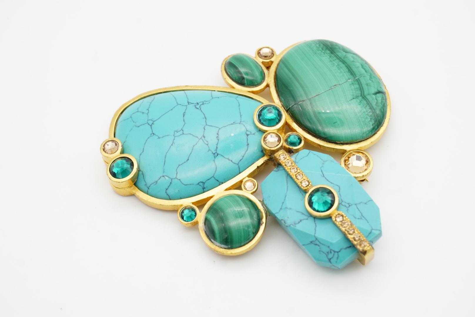 CHRISTIAN DIOR by John Galliano 2004 Huge Egyptian Revival Turquoise Brooch For Sale 4