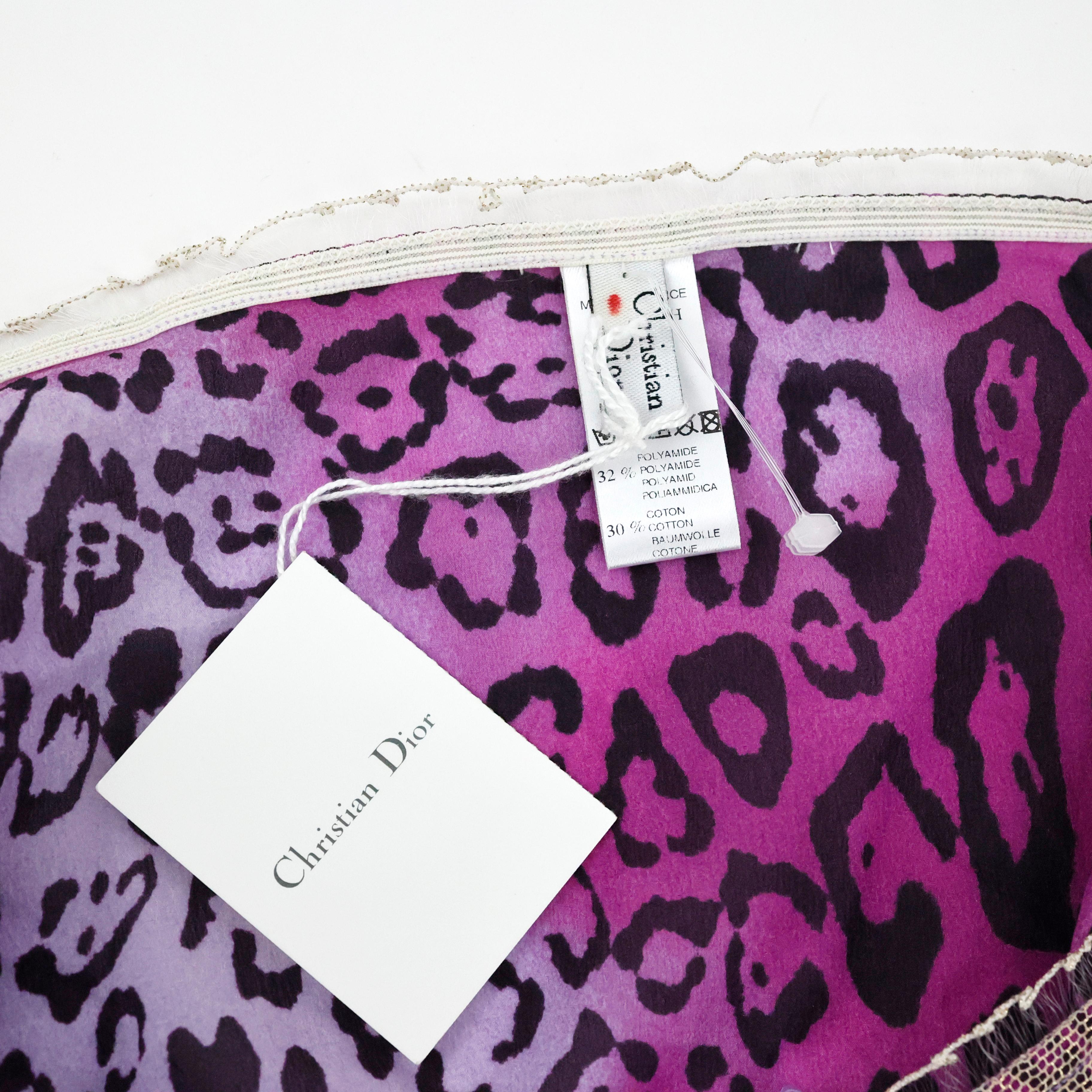 Christian Dior by John Galliano 2004 Lila Cheetah-Slip Damen im Angebot