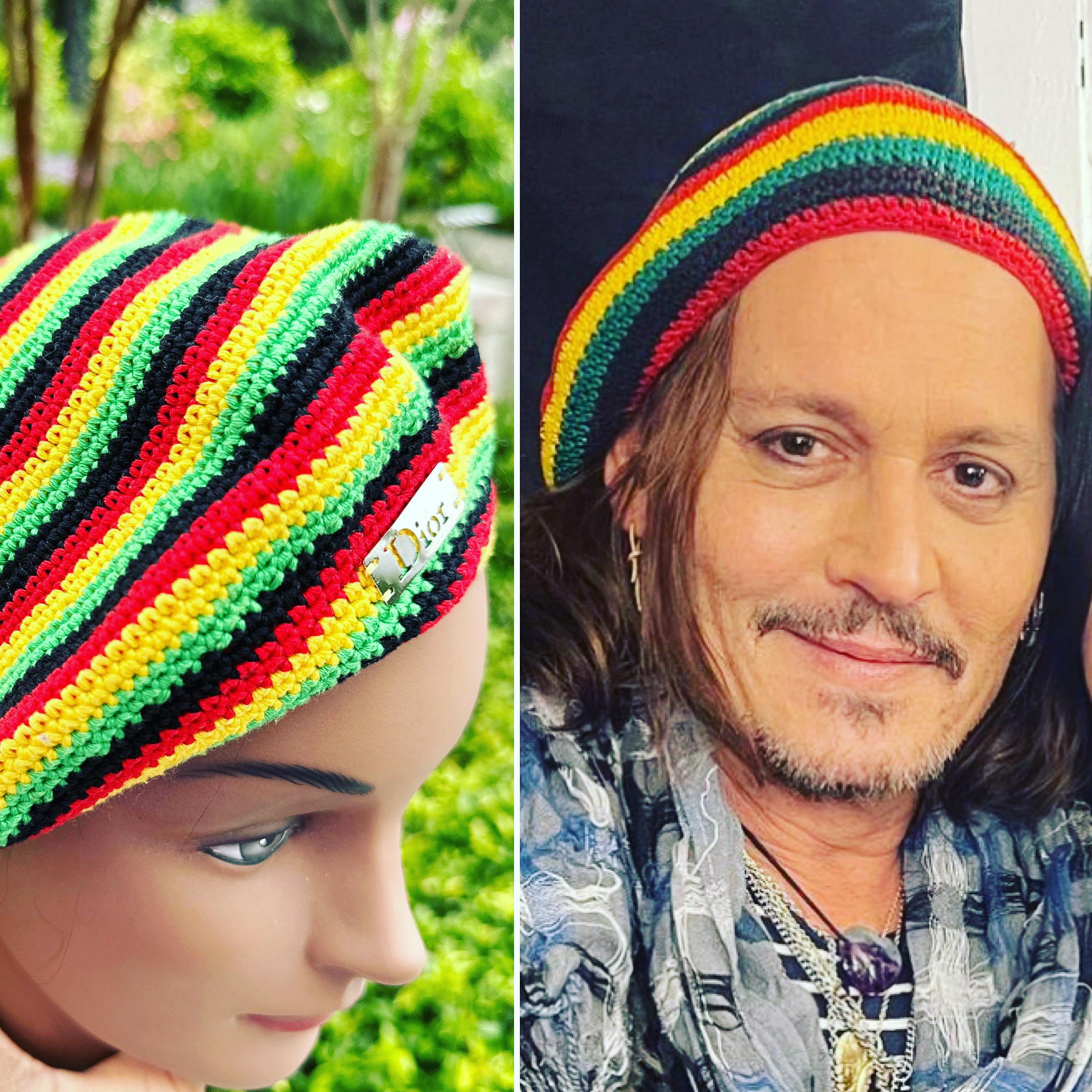 Christian Dior by John Galliano Rasta Collection Knit Cap 2004.
Johnny Depp wore his last night (May 24, 2023) to the Jeff Beck tribute concert in London