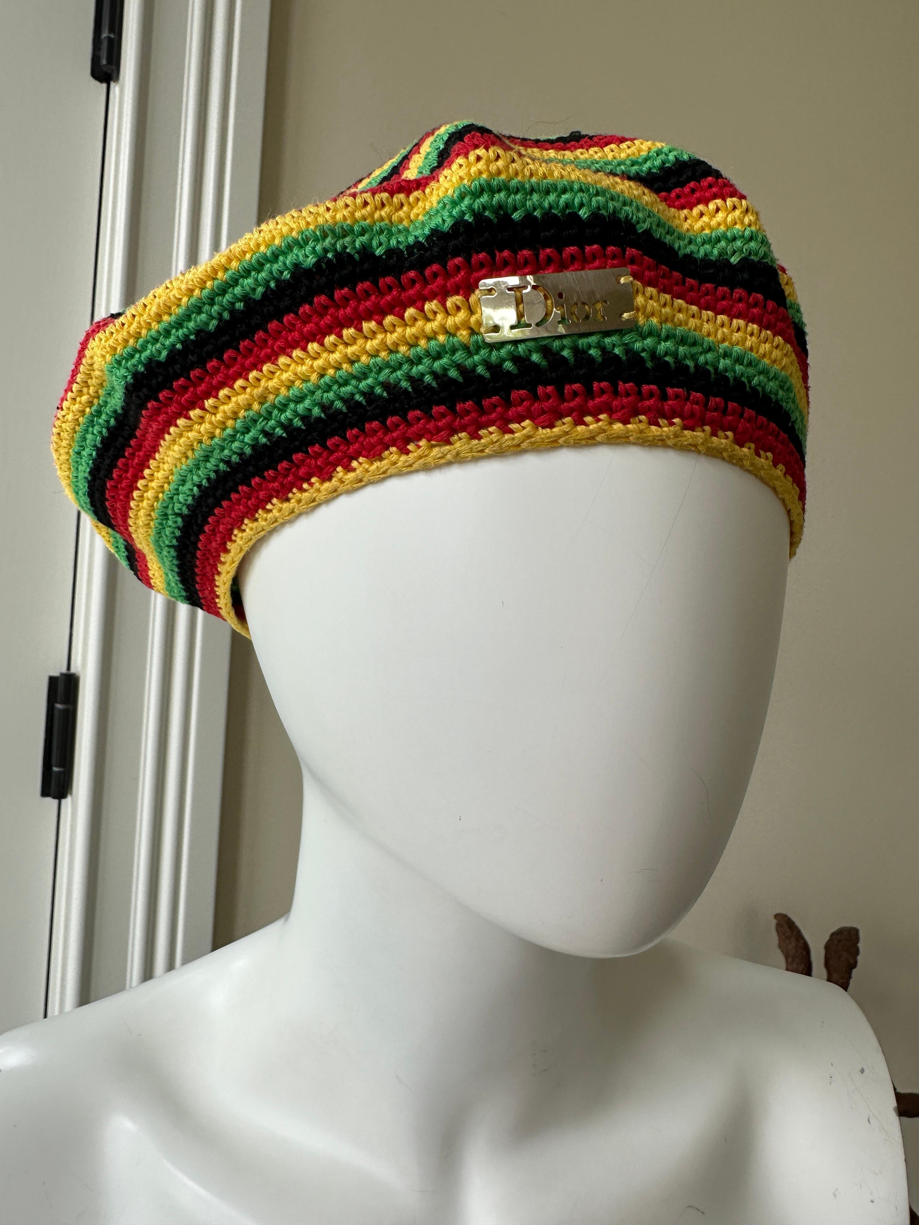 Women's or Men's Christian Dior by John Galliano 2004 Rasta Collection Knit Cap  For Sale