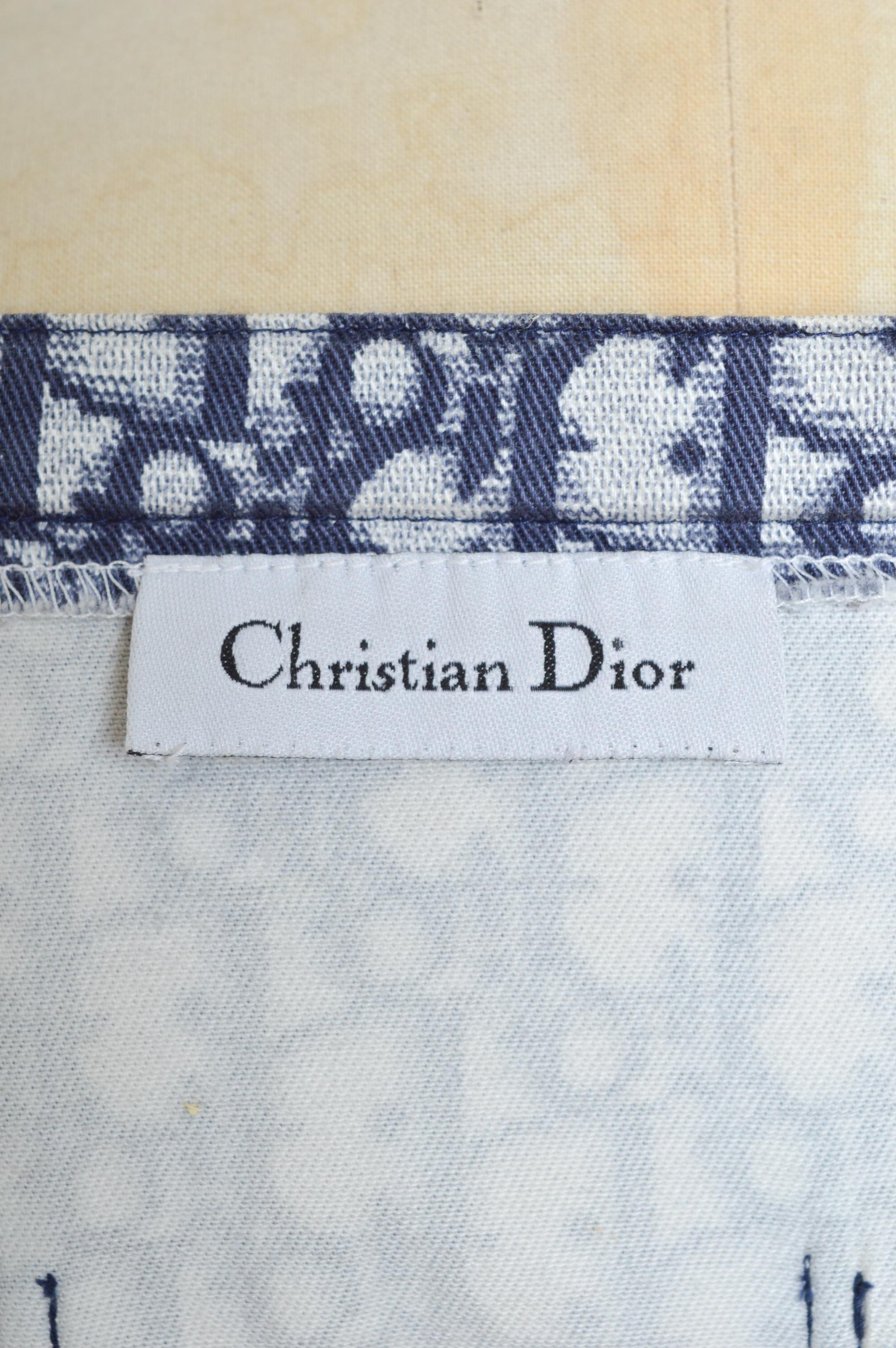 Christian Dior by John GALLIANO 2005 Blue Trotter print Wrap around Mini Skirt For Sale 8