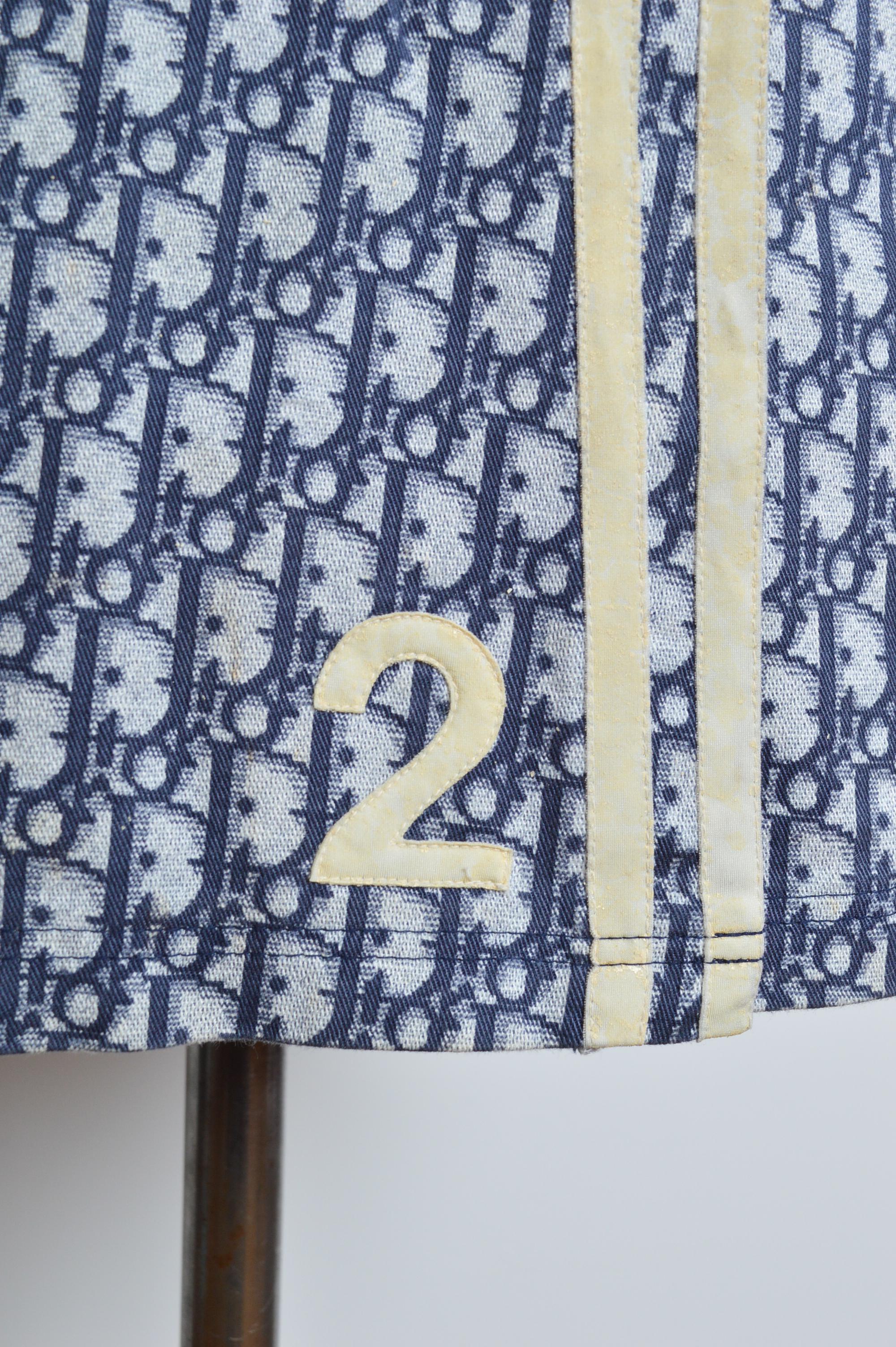 Christian Dior by John GALLIANO 2005 Blue Trotter print Wrap around Mini Skirt In Fair Condition For Sale In Sheffield, GB