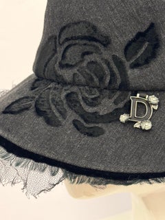 Christian Dior by John Galliano 2005 collection black denim and lace hat