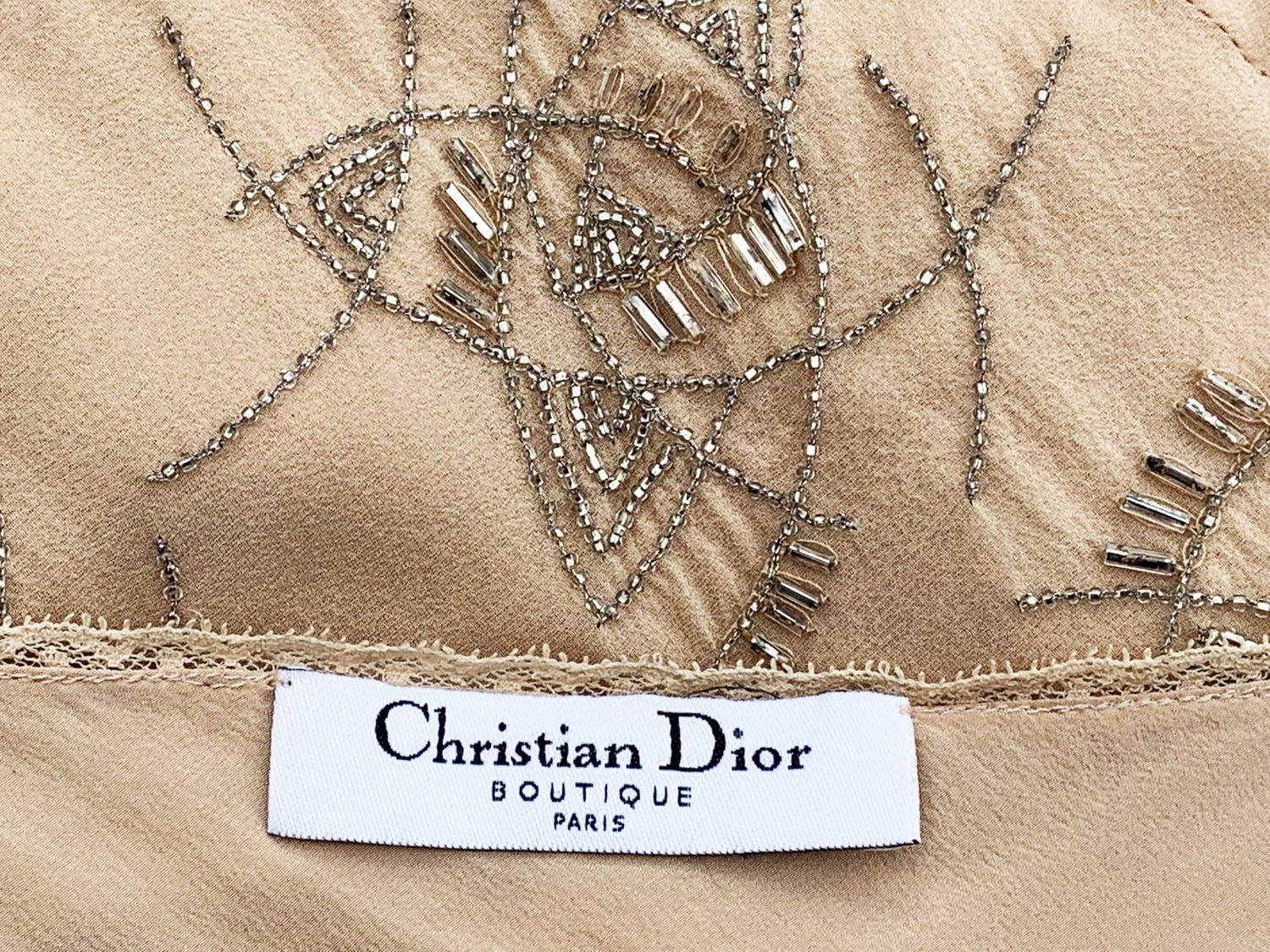 Christian Dior by John Galliano 2005 Silk Nude Embellished Dress Fr. 36 and 42 4