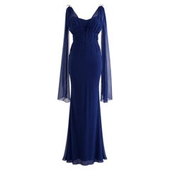 Christian Dior by John Galliano 2006 Sapphire Blue Ruched Gown