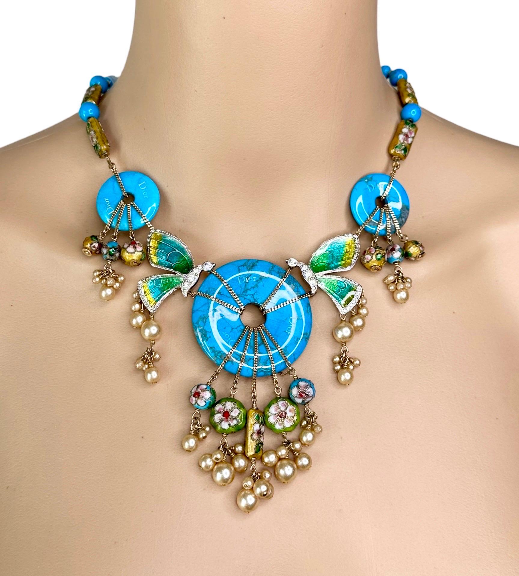 Christian Dior by John Galliano 2006 Tonkidior Turquoise Collar Choker Necklace  In Good Condition In Naples, FL
