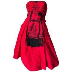Christian Dior by John Galliano 2007 Embroidered Red Dress with Fringe Details