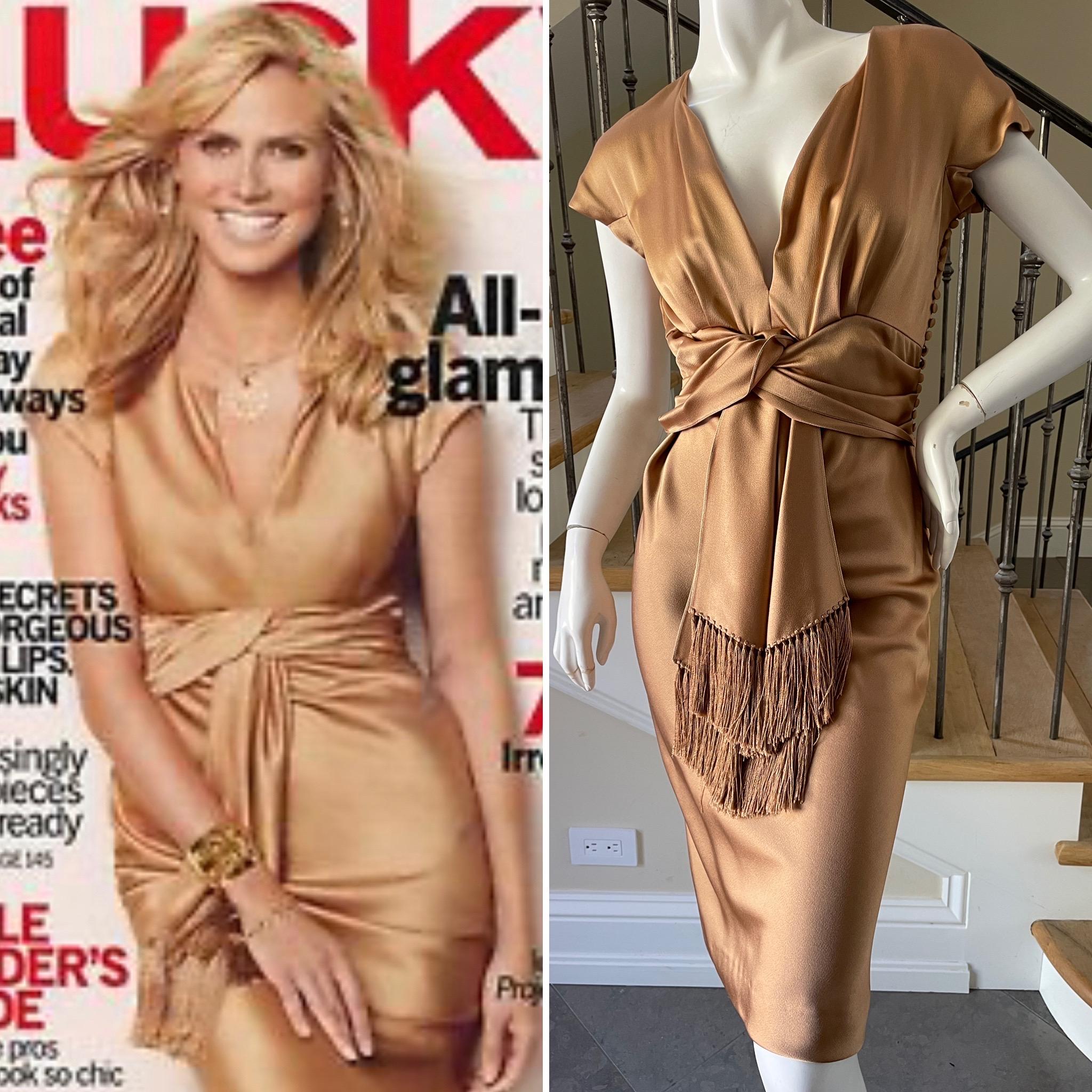Christian Dior by John Galliano 2007 Goldfarbenes Kleid mit Fransendetails (Braun)