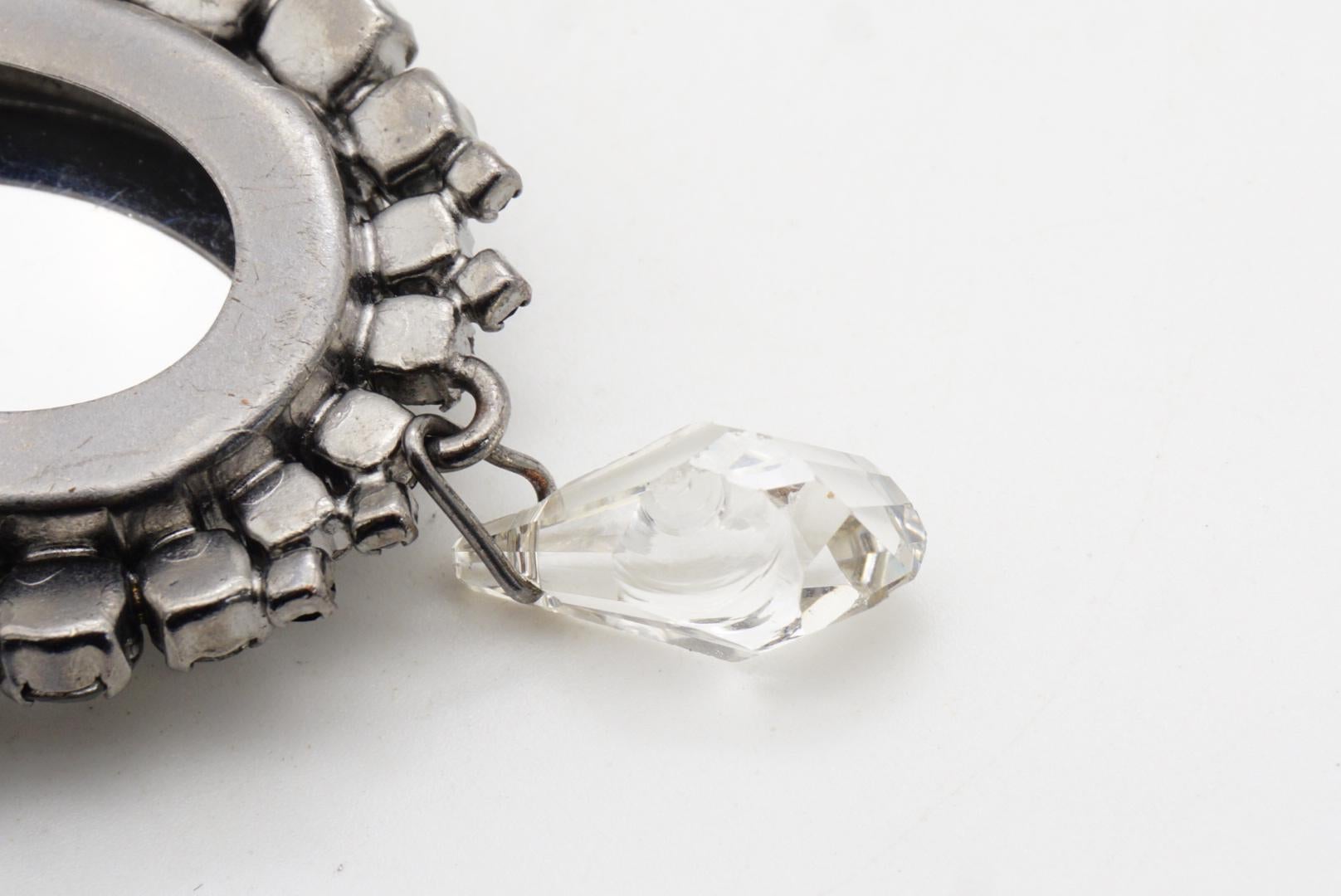 CHRISTIAN DIOR by John Galliano 2007 Large Grey Oval Black Crystal Drop Pendant For Sale 8