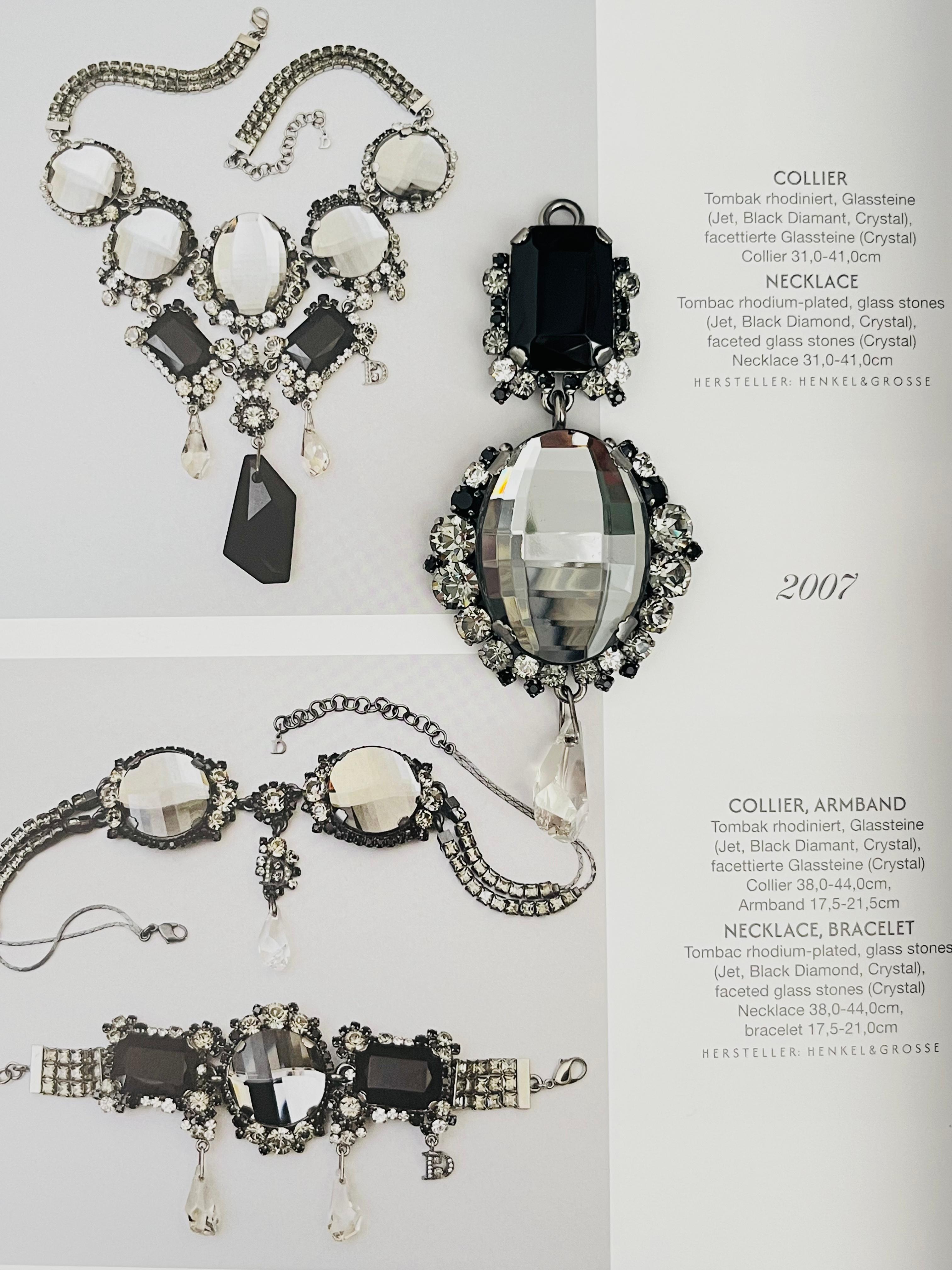 Art Deco CHRISTIAN DIOR by John Galliano 2007 Large Grey Oval Black Crystal Drop Pendant For Sale