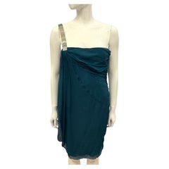 Christian Dior by John Galliano 2007 petrol blue chiffon silk cocktail dress