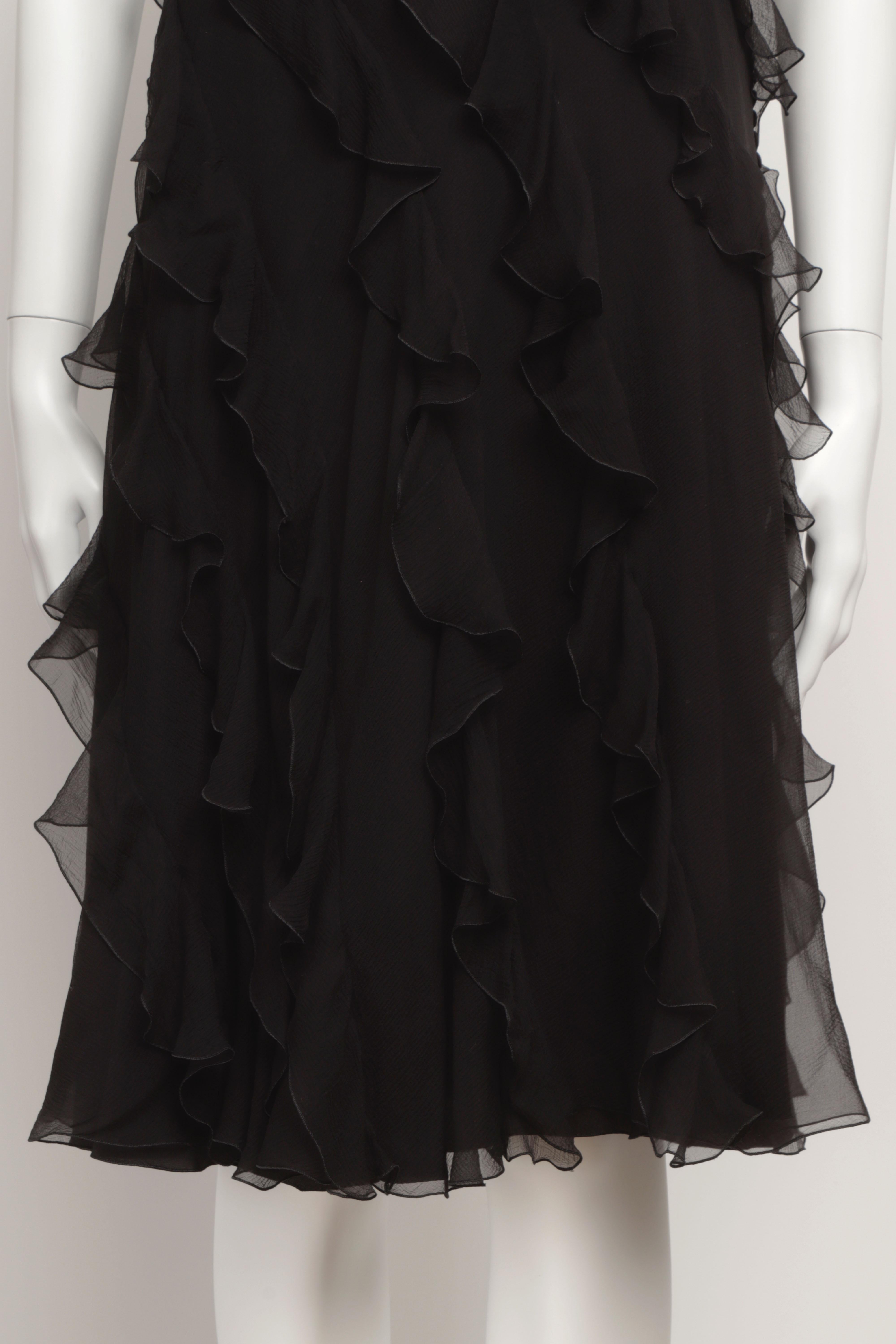 Christian Dior by John Galliano 2008 Bias Cut Ruffle Slip Dress in Black Silk For Sale 3