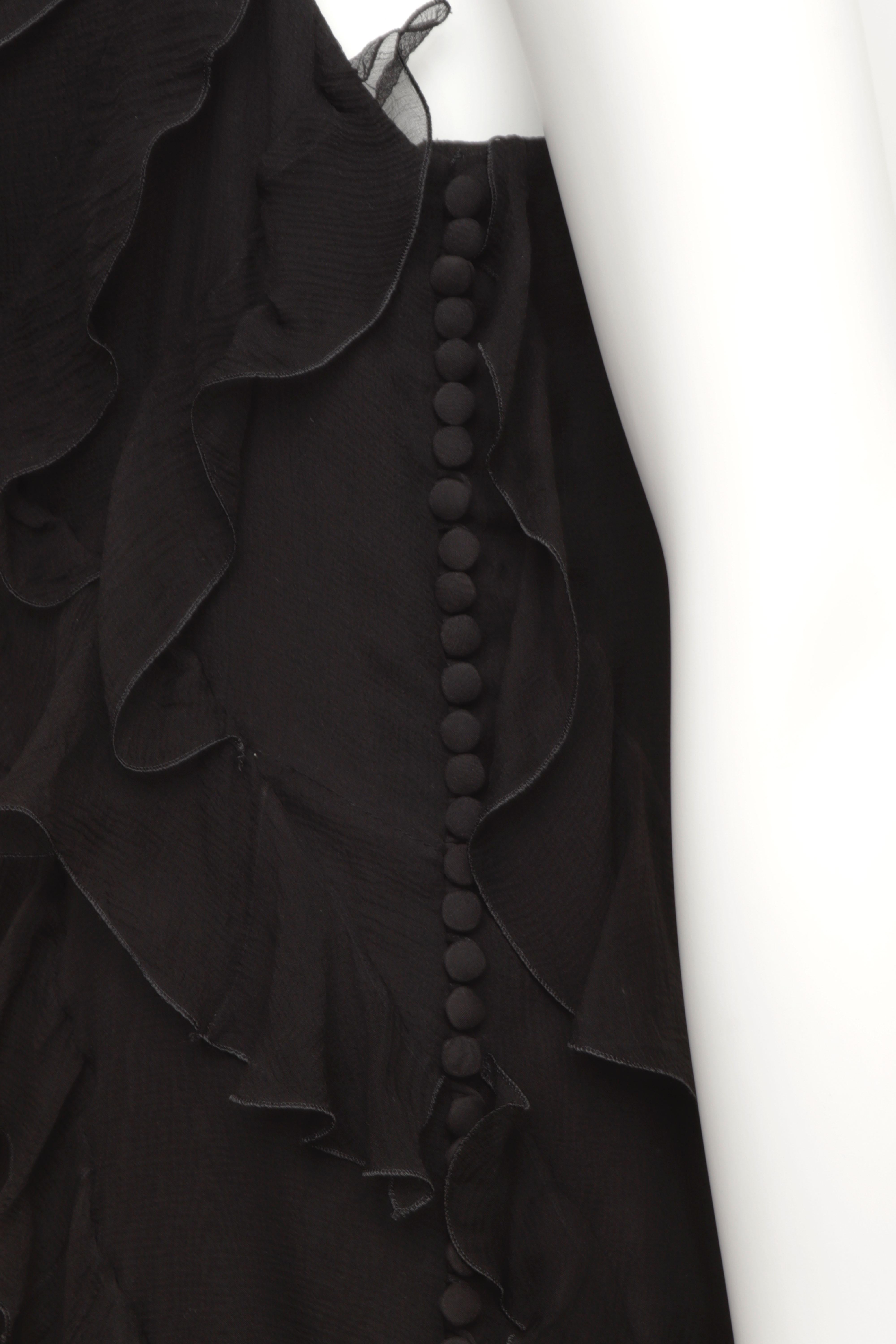 Christian Dior by John Galliano 2008 Bias Cut Ruffle Slip Dress in Black Silk For Sale 4