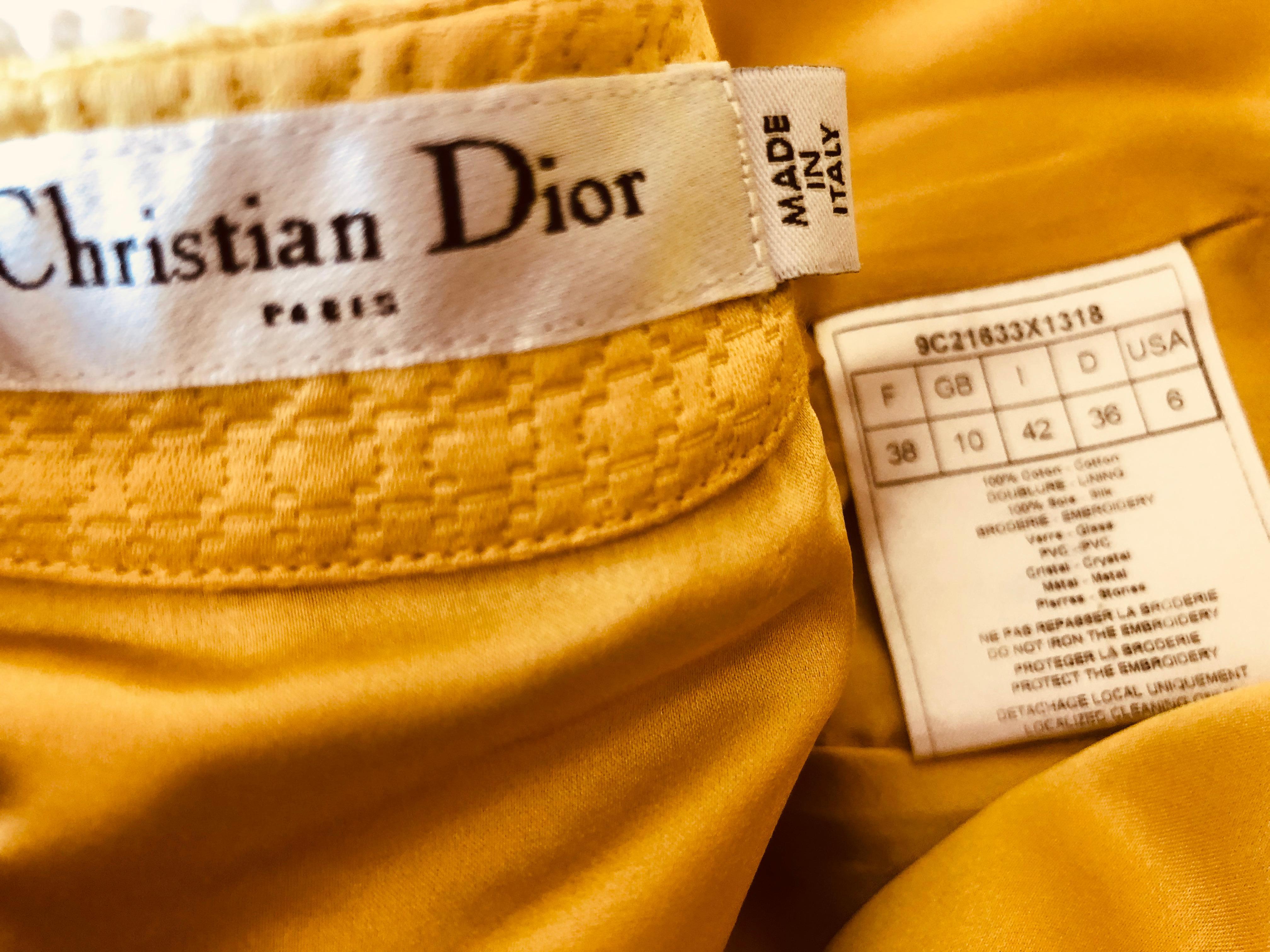 Christian Dior by John Galliano '99 Yellow Day Dress with Bows and Beaded Collar For Sale 6