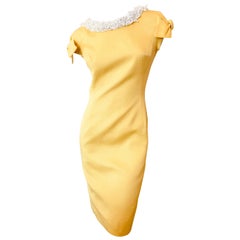 Christian Dior by John Galliano '99 Yellow Day Dress with Bows and Beaded Collar