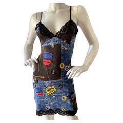 Christian Dior by John Galliano A'' 2001 Trompe l''oeil Denim Dior Speedway Kleid