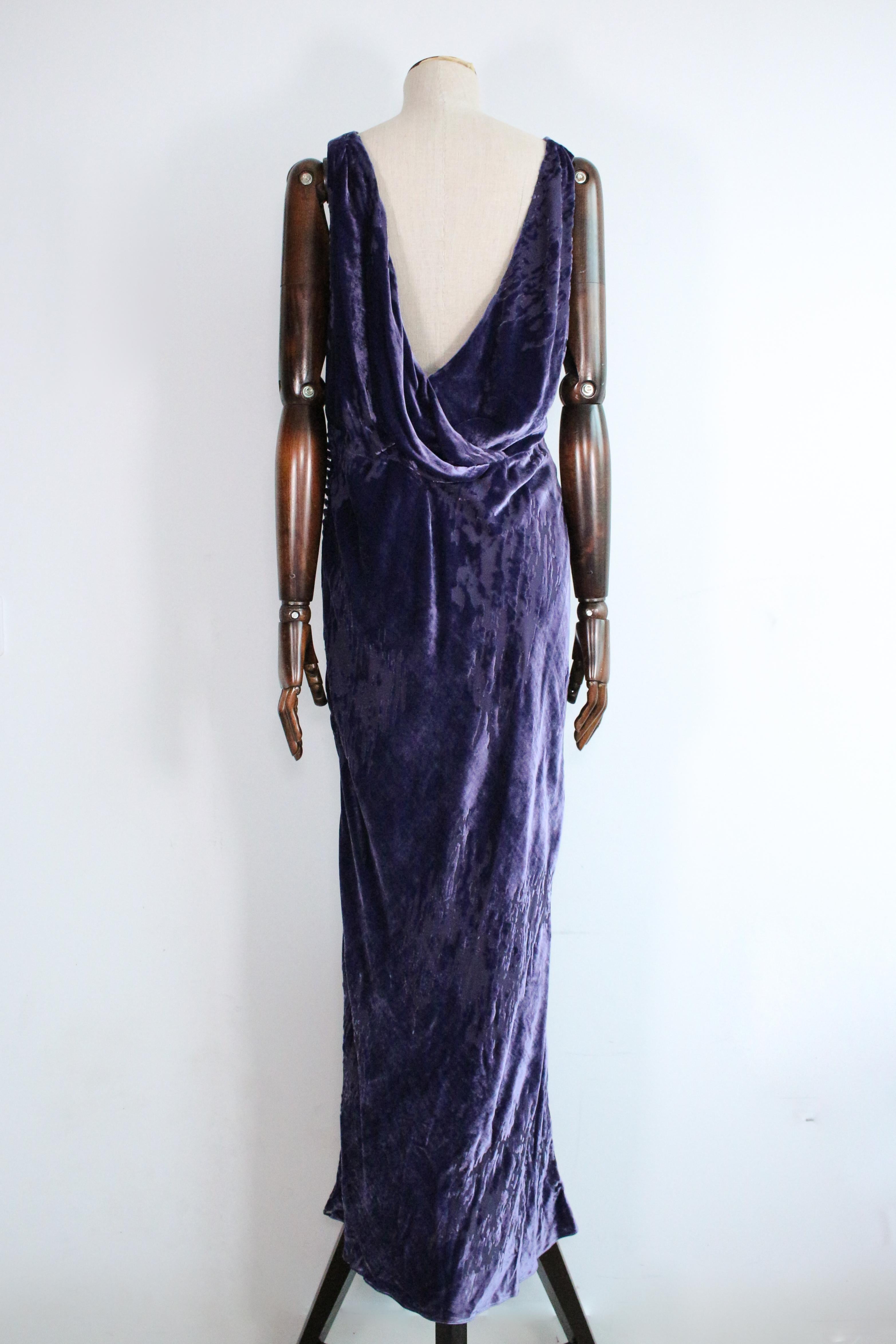 Donna Christian Galliano for Christian Dior A/W05 abito e giacca in velluto viola Devoré in vendita