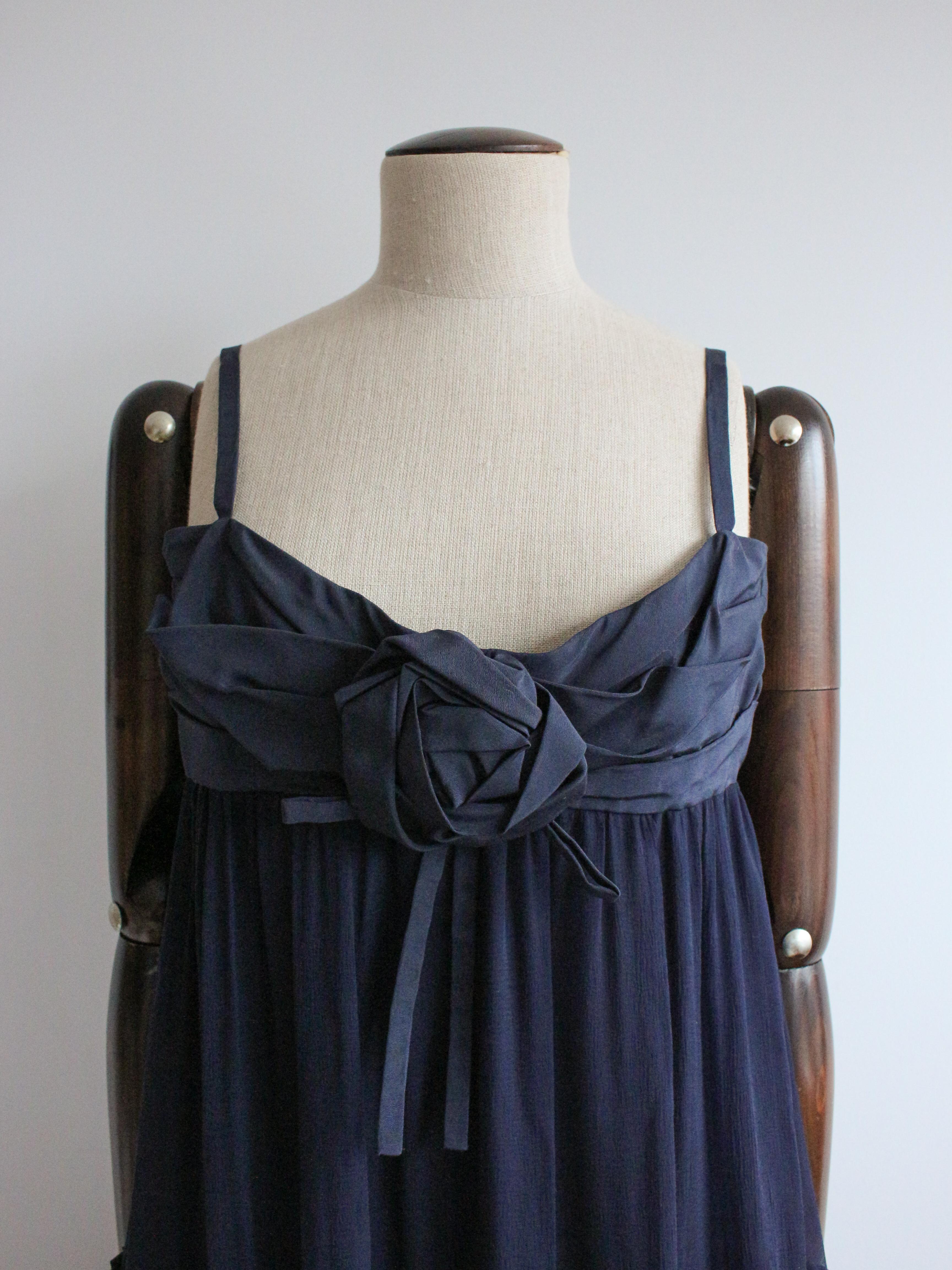 Women's Christian Dior by John Galliano A/W08 Navy Silk Chiffon Babydoll Dress