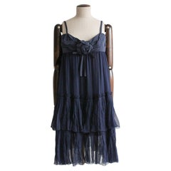 Christian Dior by John Galliano A/W08 Navy Silk Chiffon Babydoll Dress
