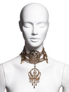 Christian Dior by John Galliano Antique Gold Filigree Choker Necklace, SS 1999