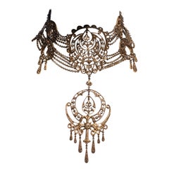 Christian Dior by John Galliano Antique Gold Filigree Choker Necklace, SS 1999