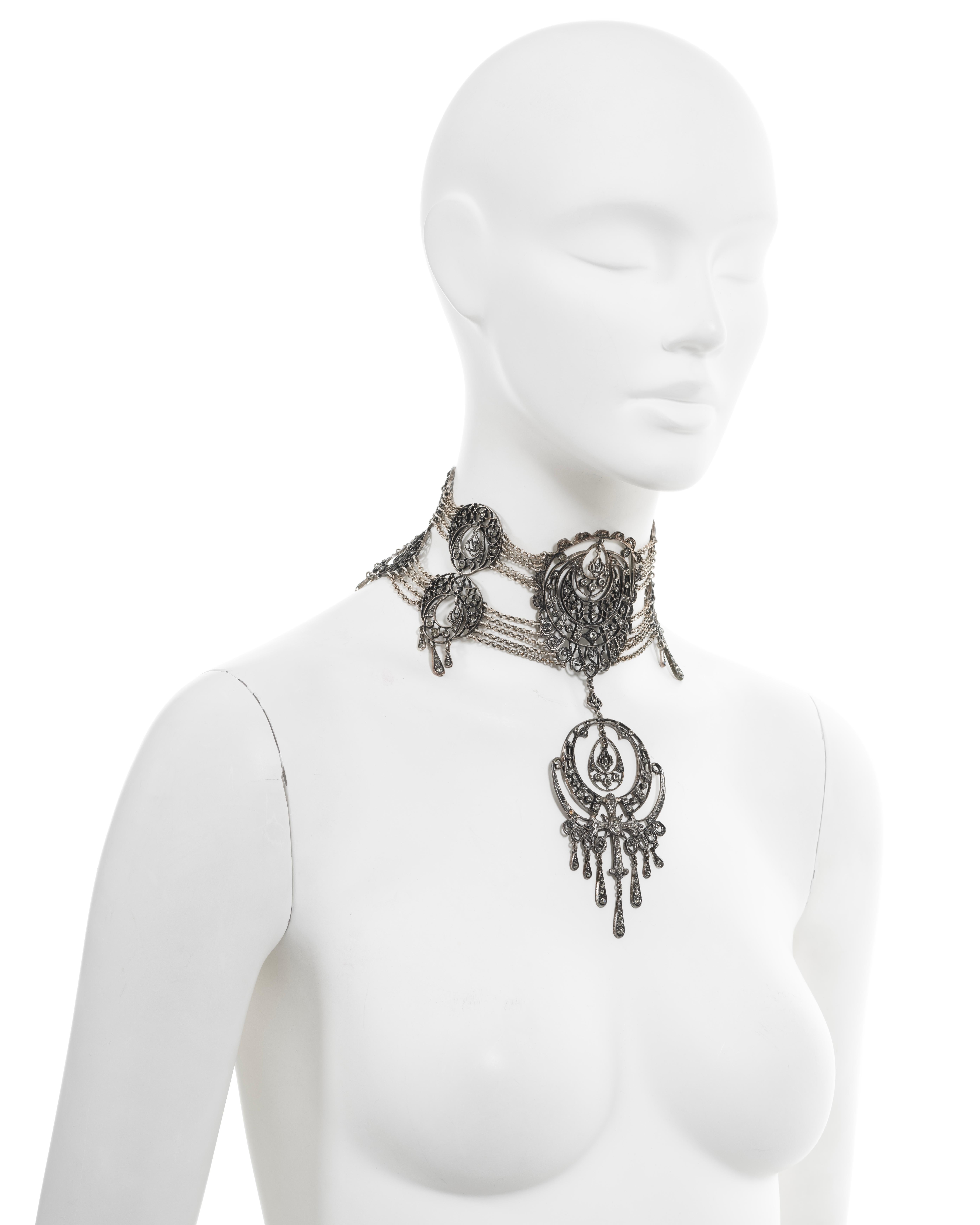 Christian Dior by John Galliano antique-style filigree choker necklace, ss 1999 In Good Condition For Sale In London, GB