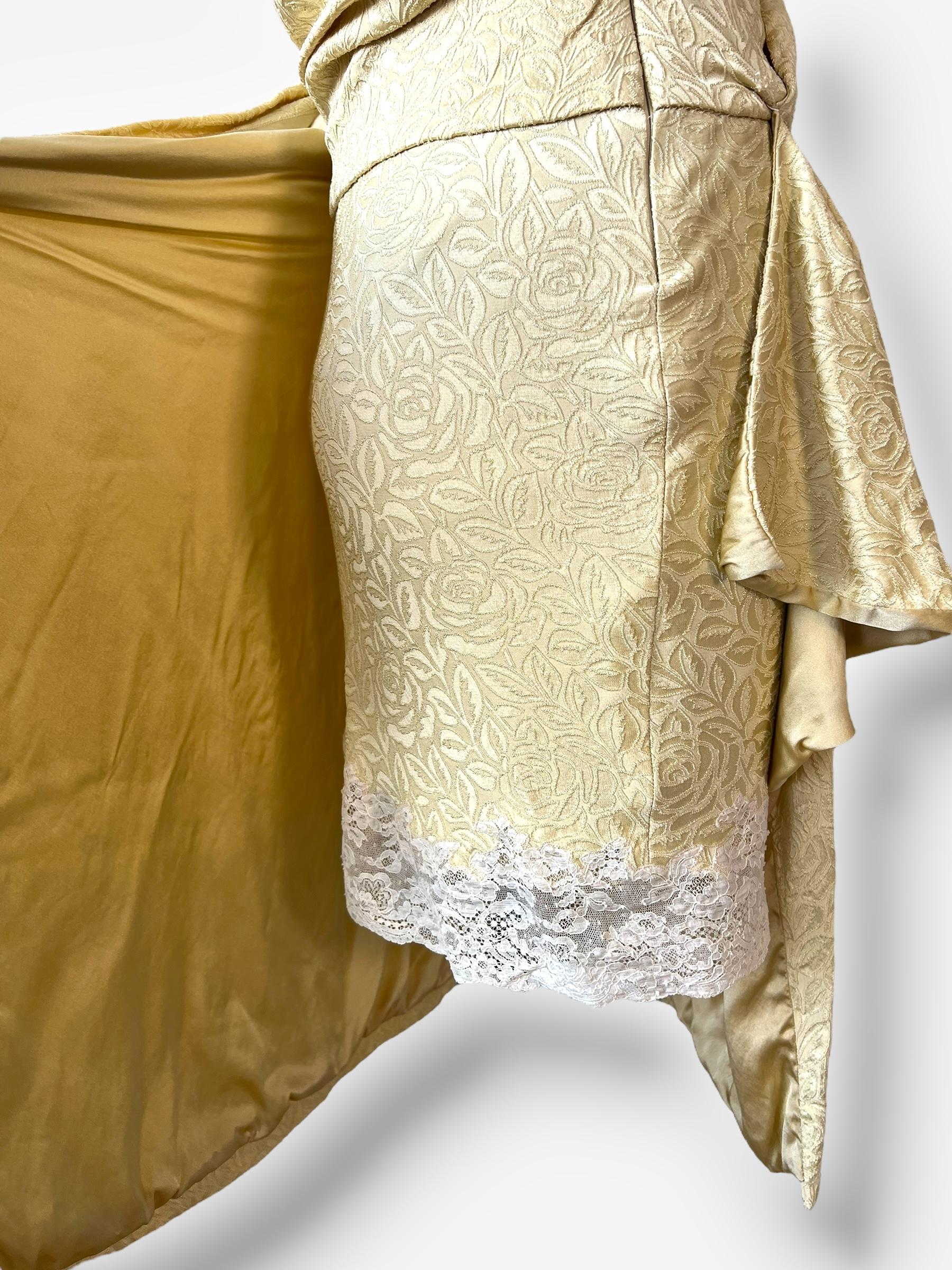 Christian Dior for Christian Dior, Autumn/Winter 1998, Abito in broccato di seta Rose in vendita 4