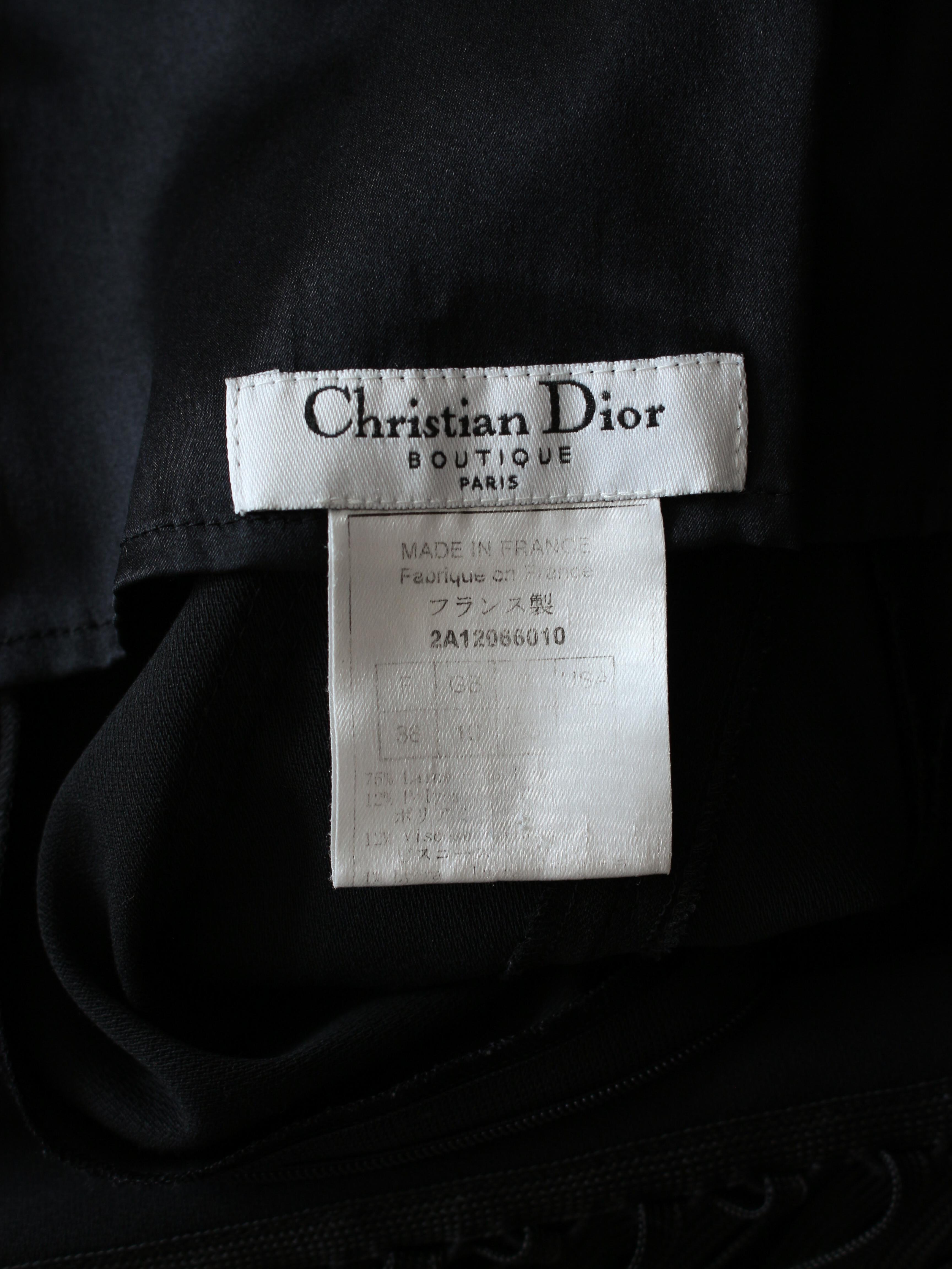 Christian Dior by John Galliano Otoño/Invierno 2002 Vestido tubo con cordones de lana negra en venta 5