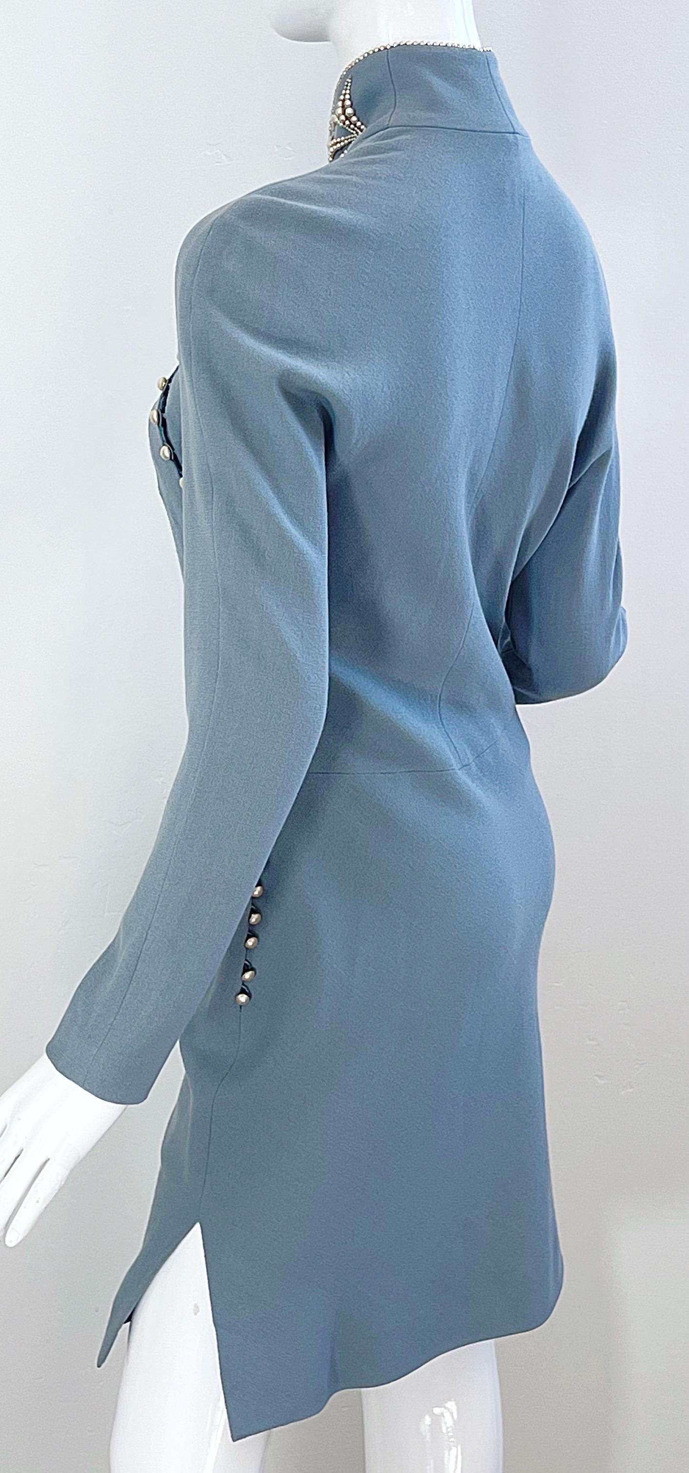 Documented Christian Dior by John Galliano AW 1997 Size 6 Blue Cheongsam Dress 5