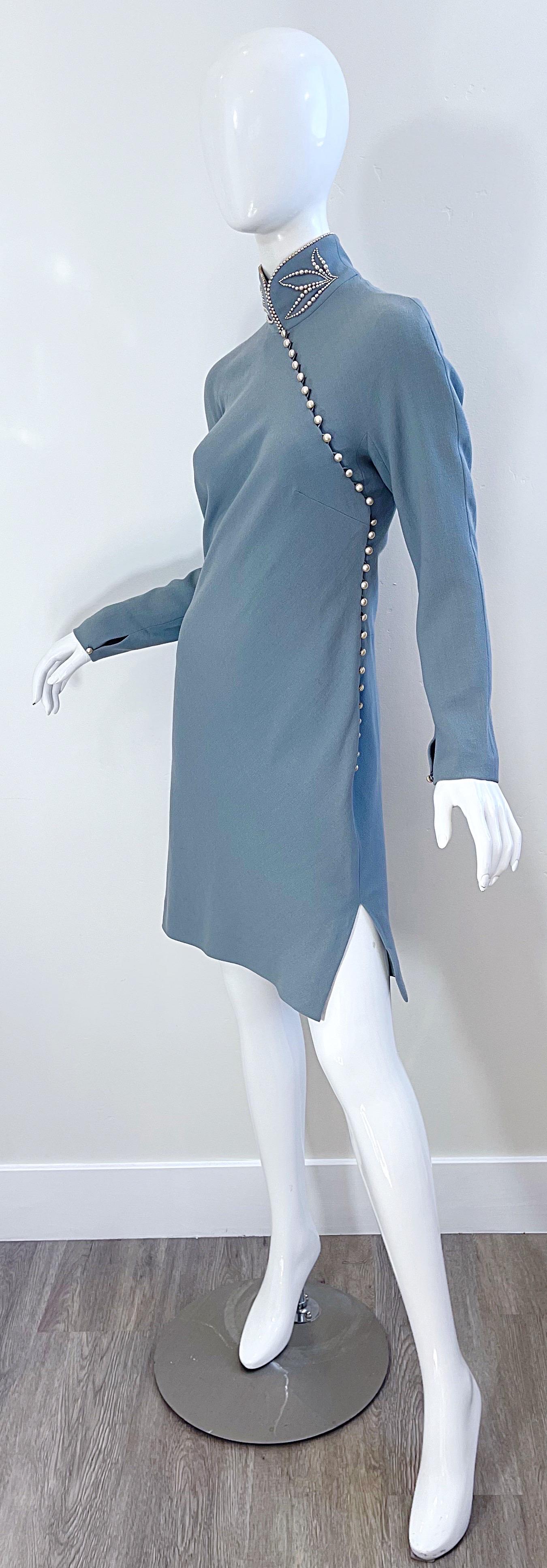 Documented Christian Dior by John Galliano AW 1997 Size 6 Blue Cheongsam Dress 9