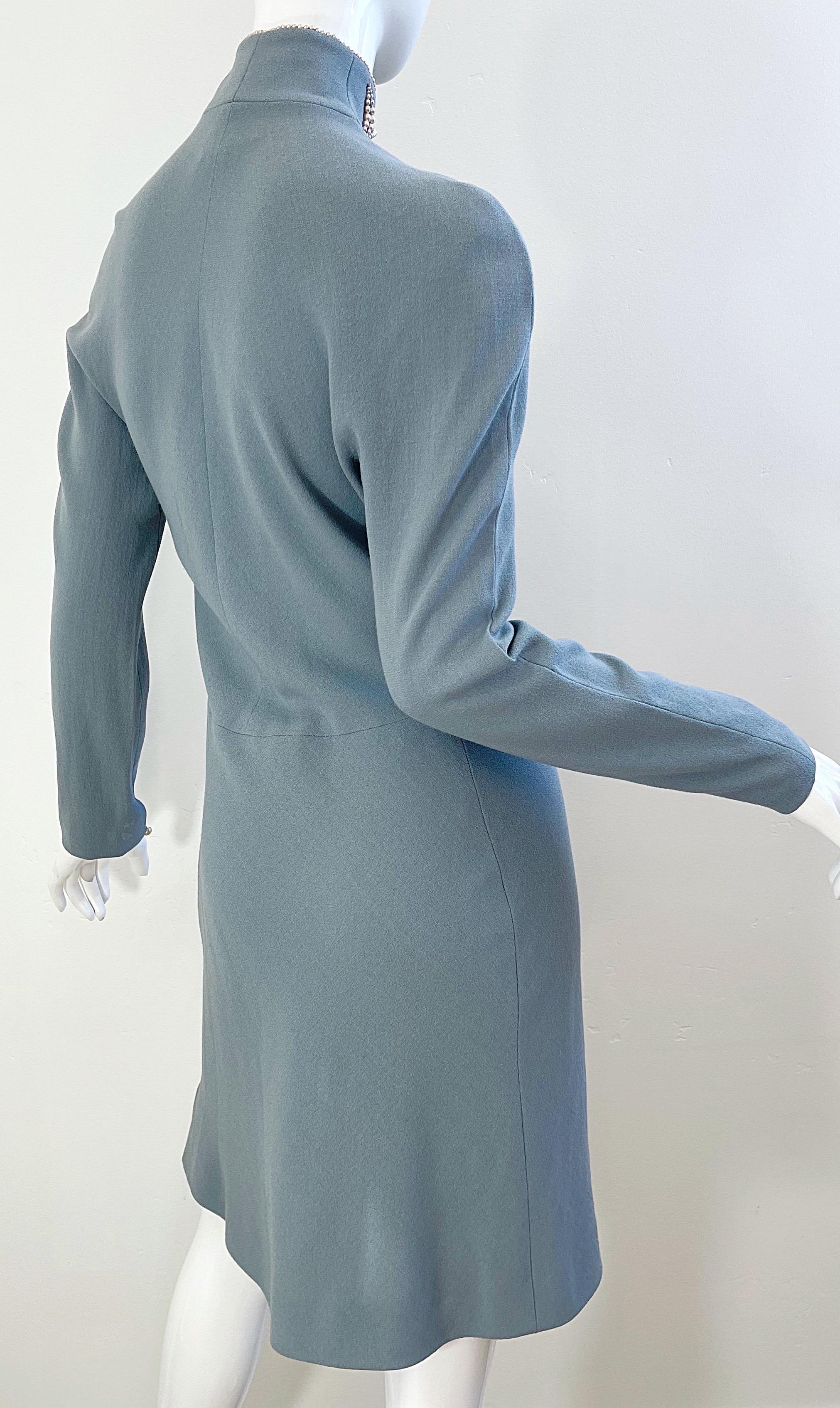 Documented Christian Dior by John Galliano AW 1997 Size 6 Blue Cheongsam Dress 10