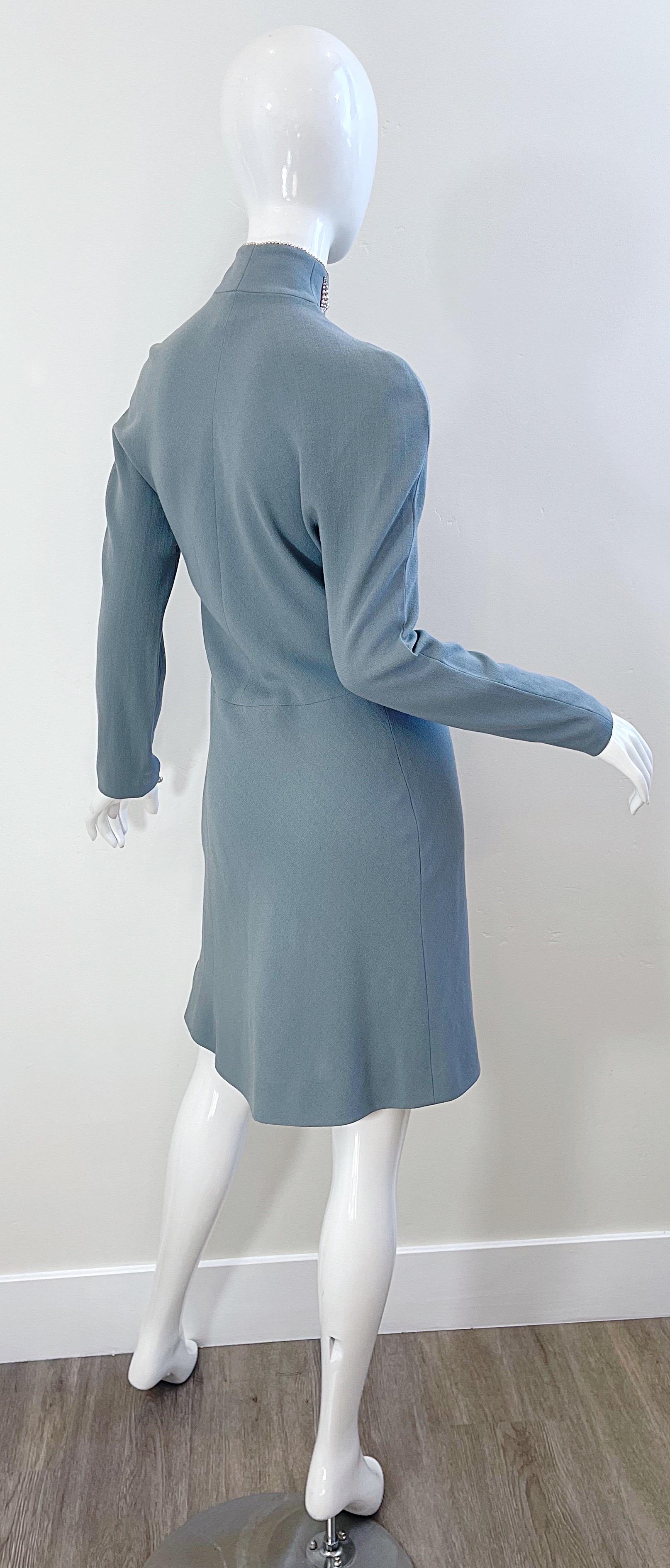 Documented Christian Dior by John Galliano AW 1997 Size 6 Blue Cheongsam Dress 11