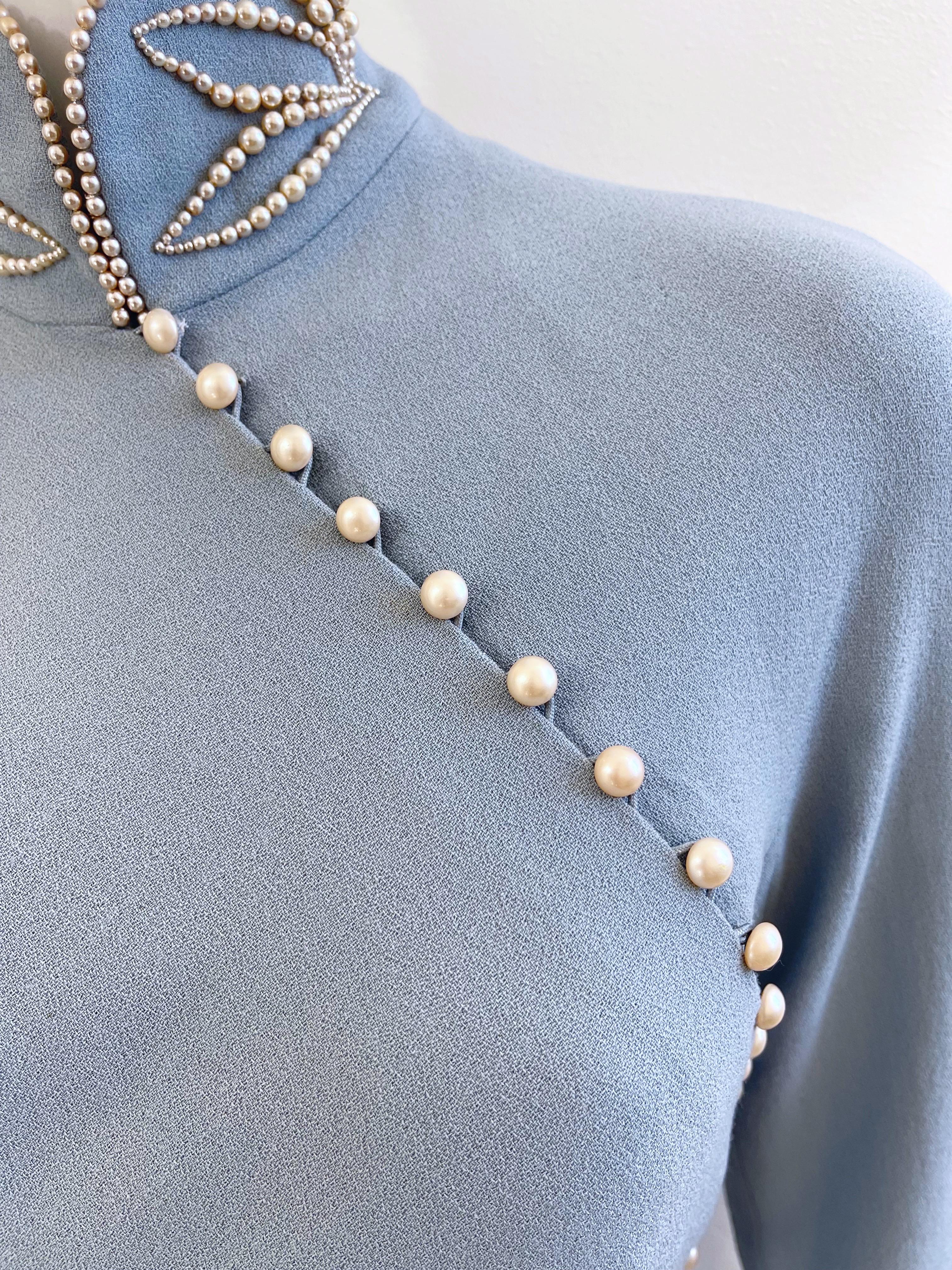 Women's Documented Christian Dior by John Galliano AW 1997 Size 6 Blue Cheongsam Dress