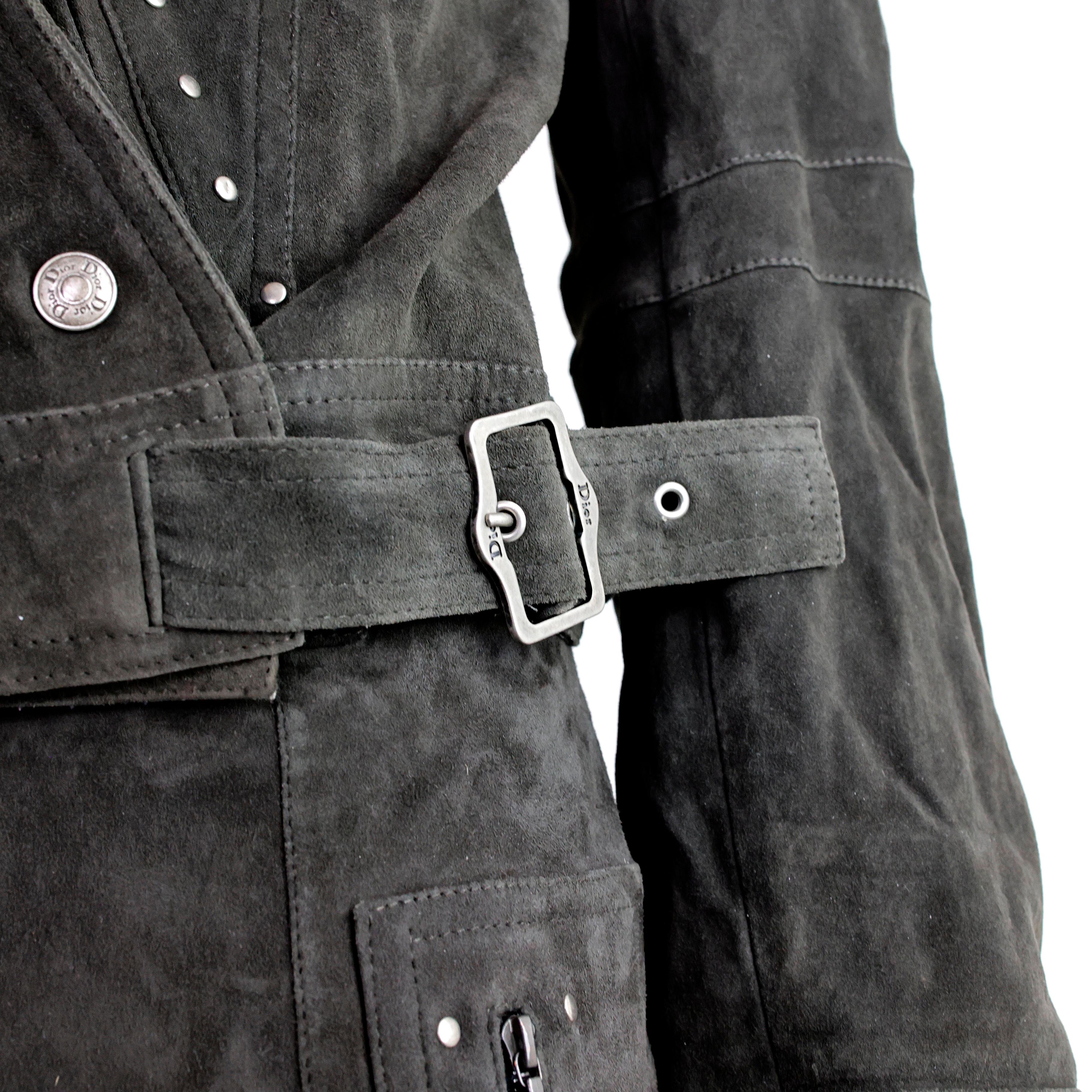 Christian Dior by John Galliano AW04 Ensemble en daim clouté (veste et pantalon) Pour femmes en vente